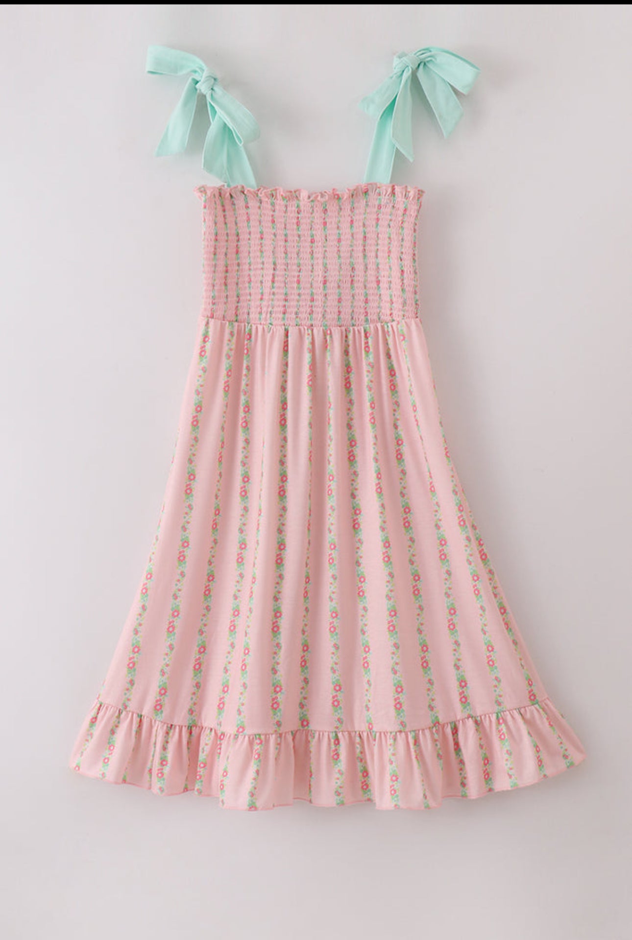 The Mallory | Pink floral Smocked Dress