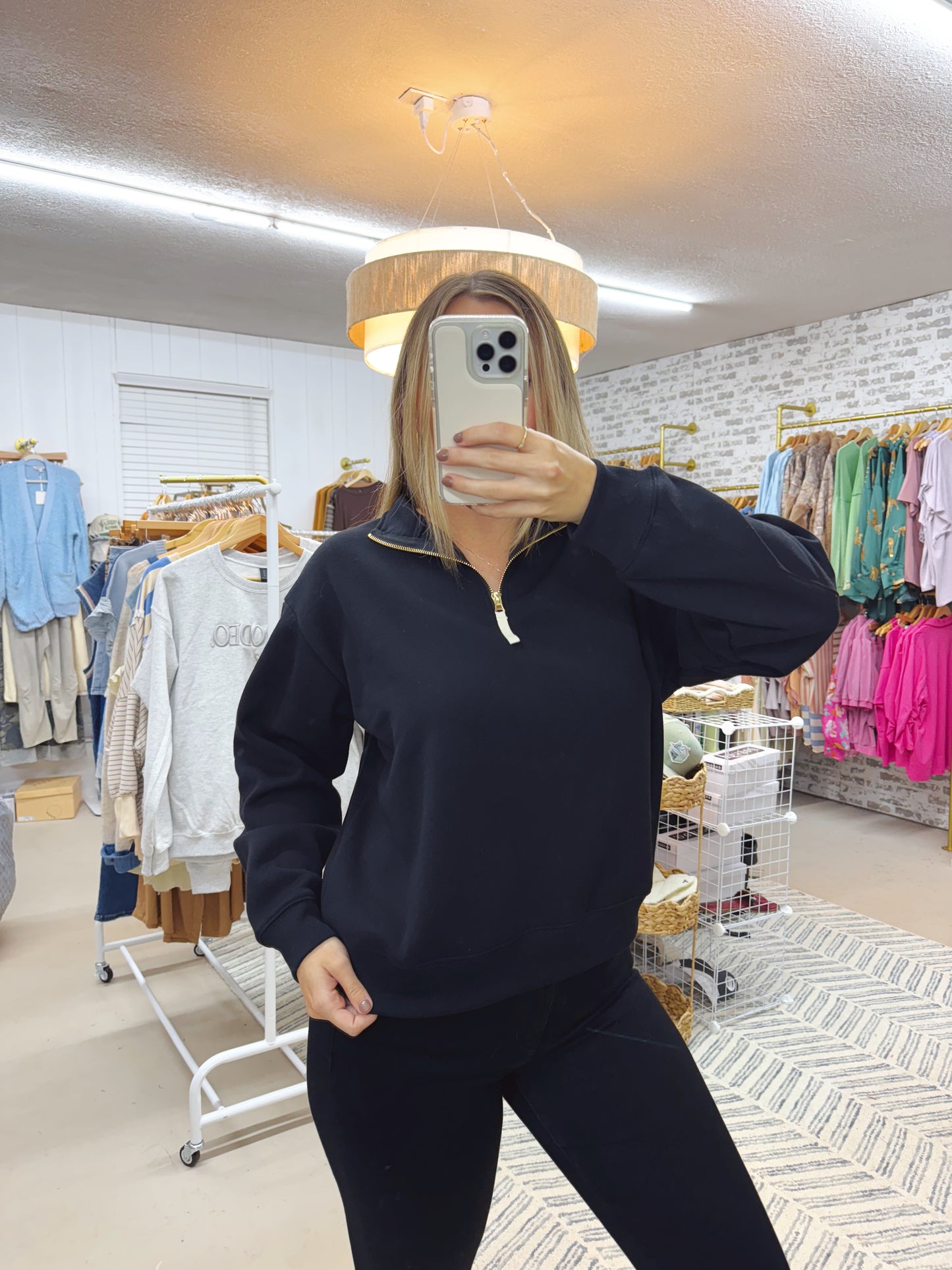 The Sommer | Black Quarter Zip Sweatshirt