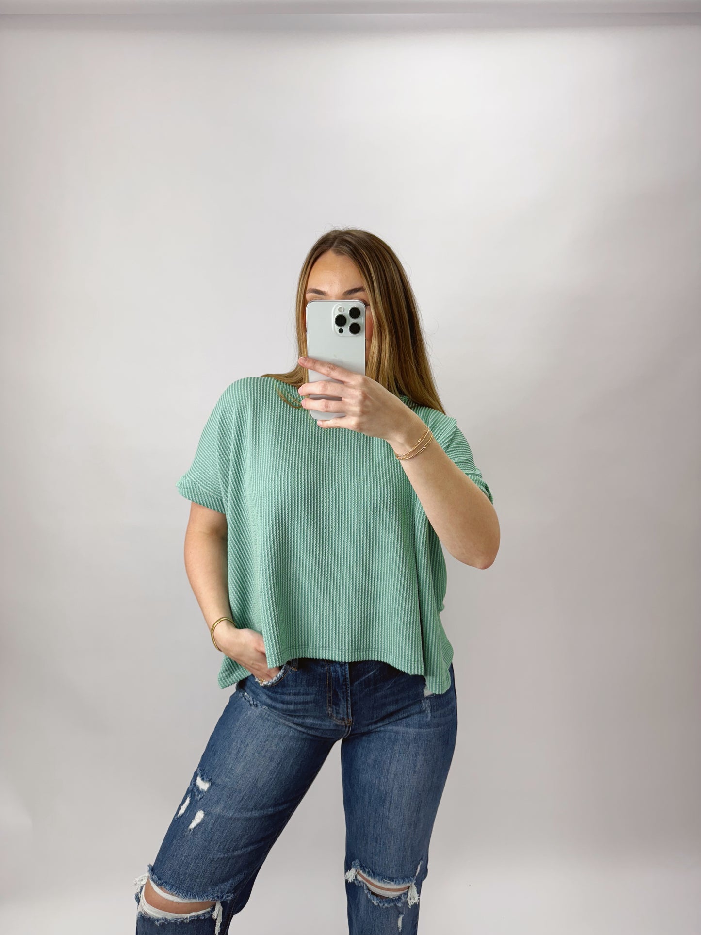 The Carina | Green Ribbed Tee