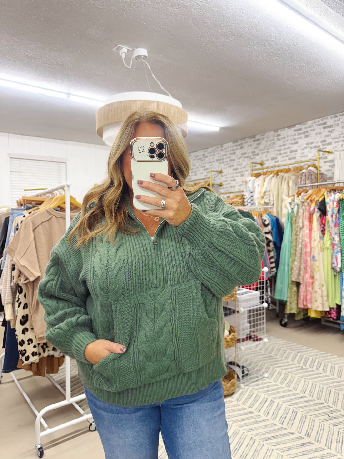 The Kelly | Green Chunky Knit Sweater