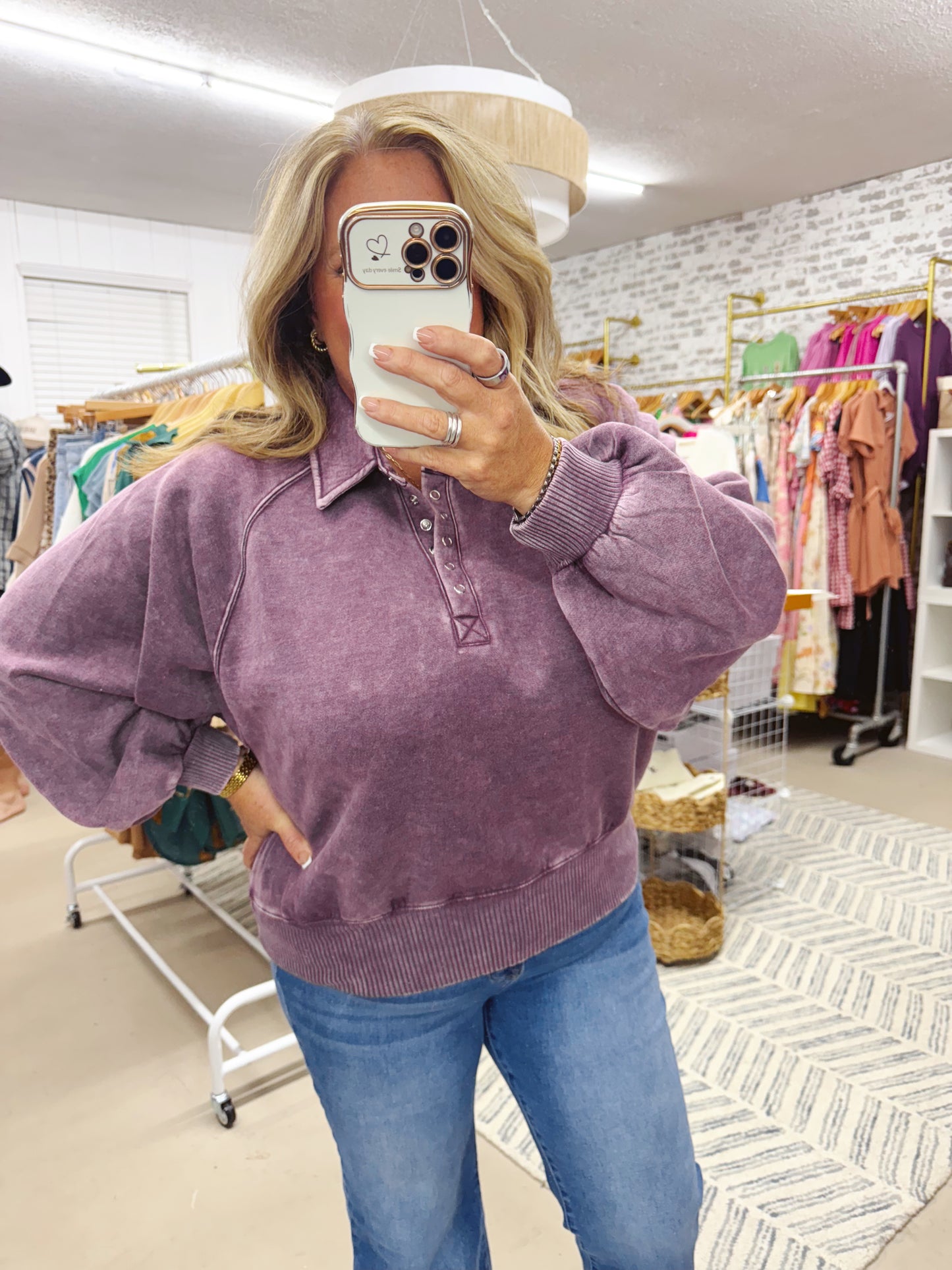 The Brooke | Purple Collared Pullover