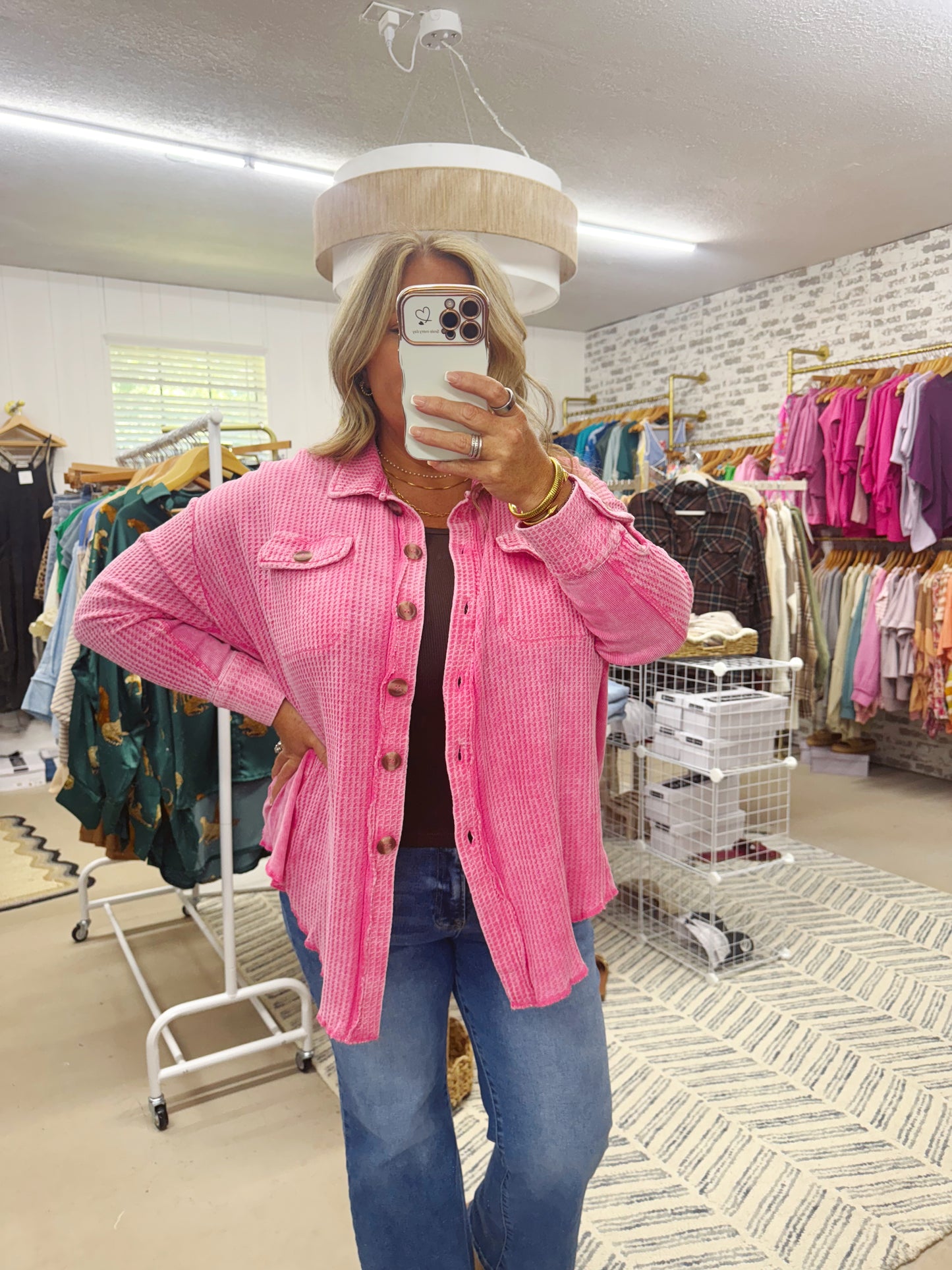 The Christie | Hot Pink Button Up