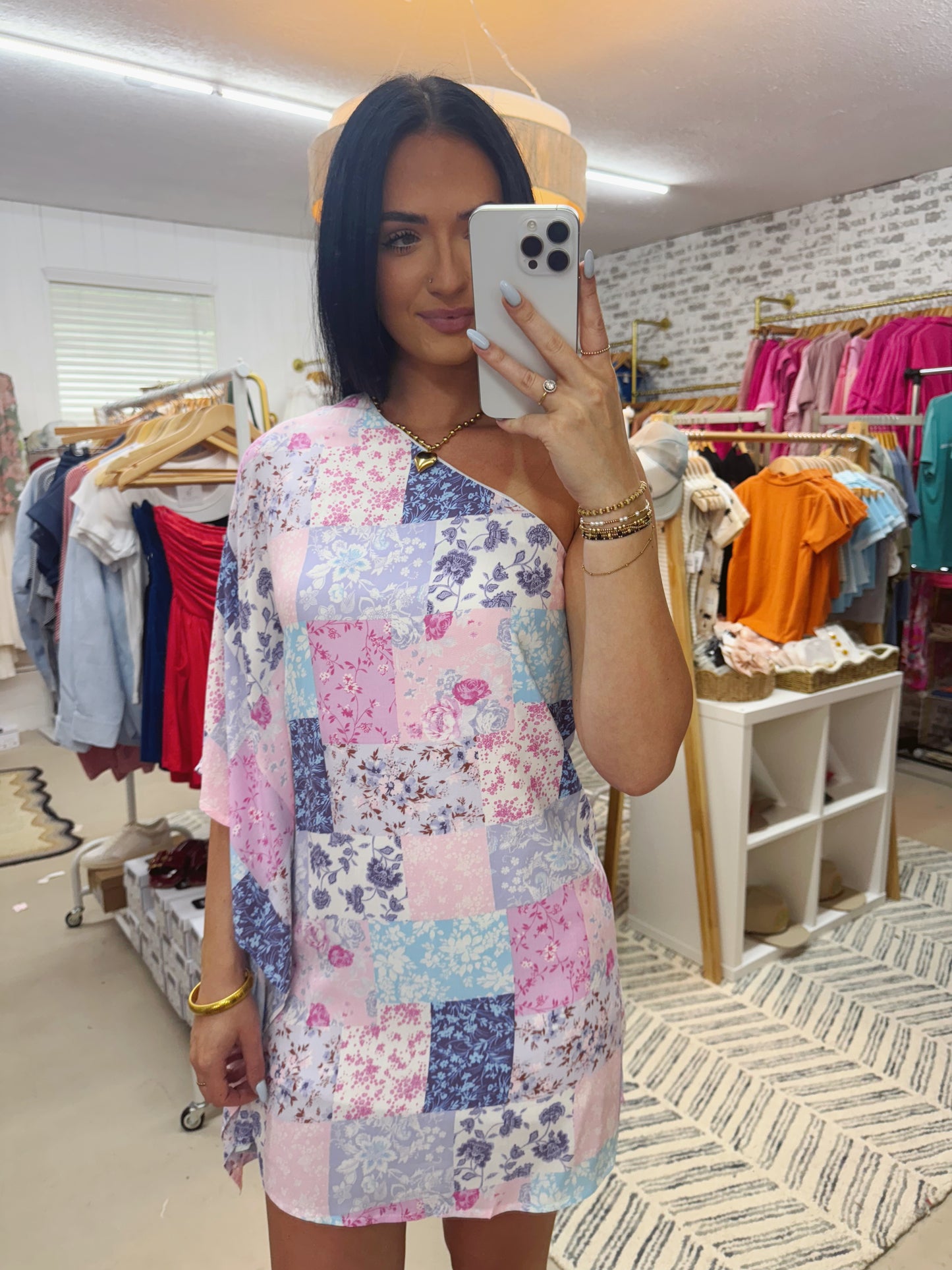 The Elizabeth | One Shoulder Patchwork Dress