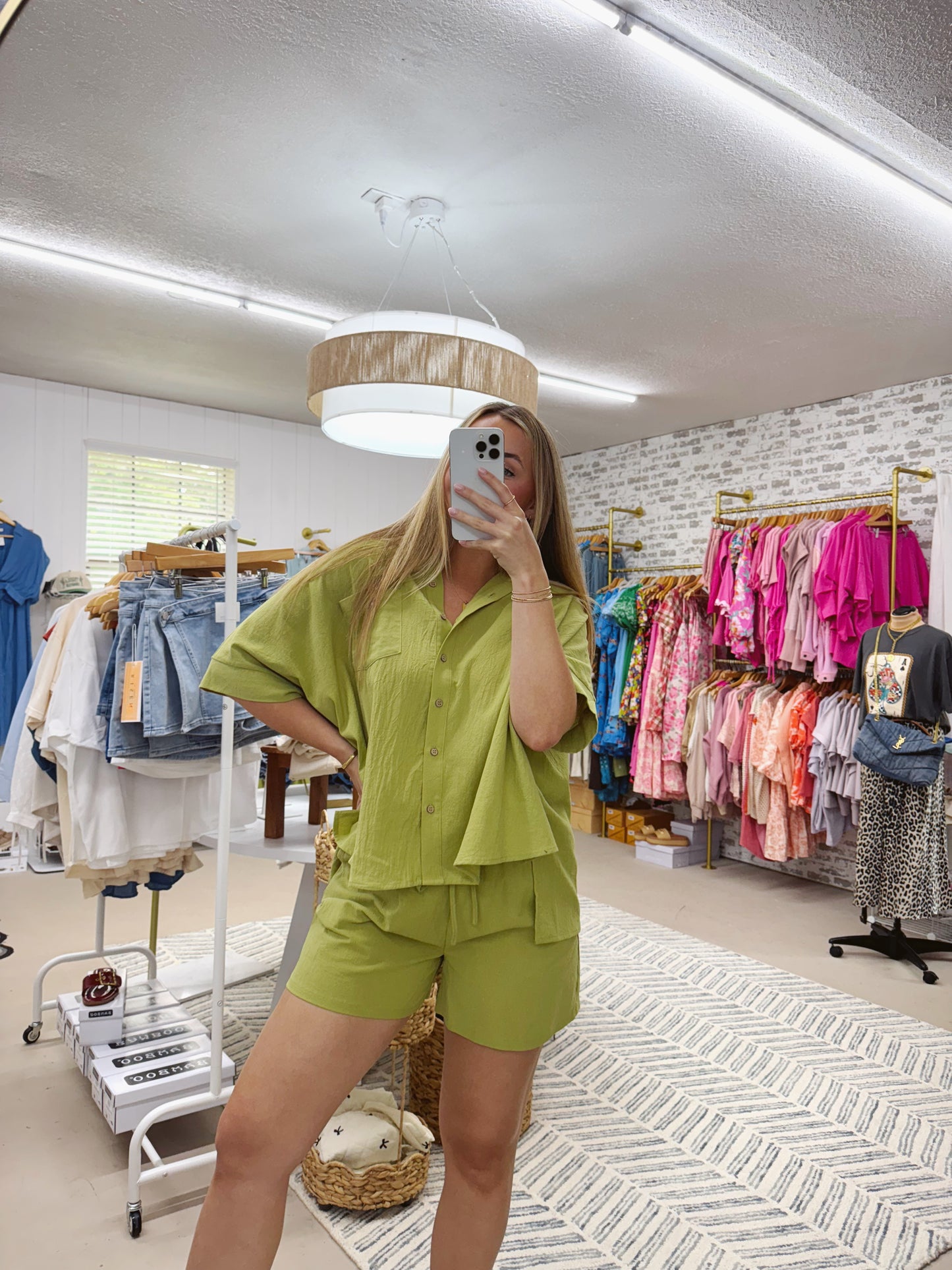 The Isabella | Green Oversized Shorts Set