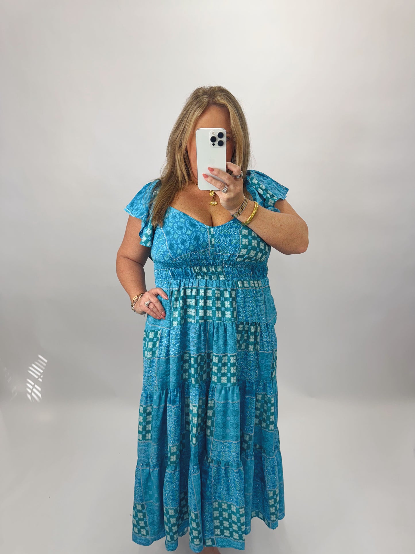 The Jeannie | Blue Patchwork Dress