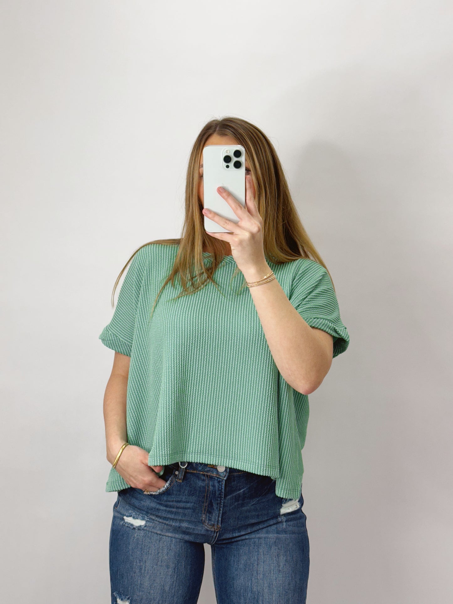 The Carina | Green Ribbed Tee
