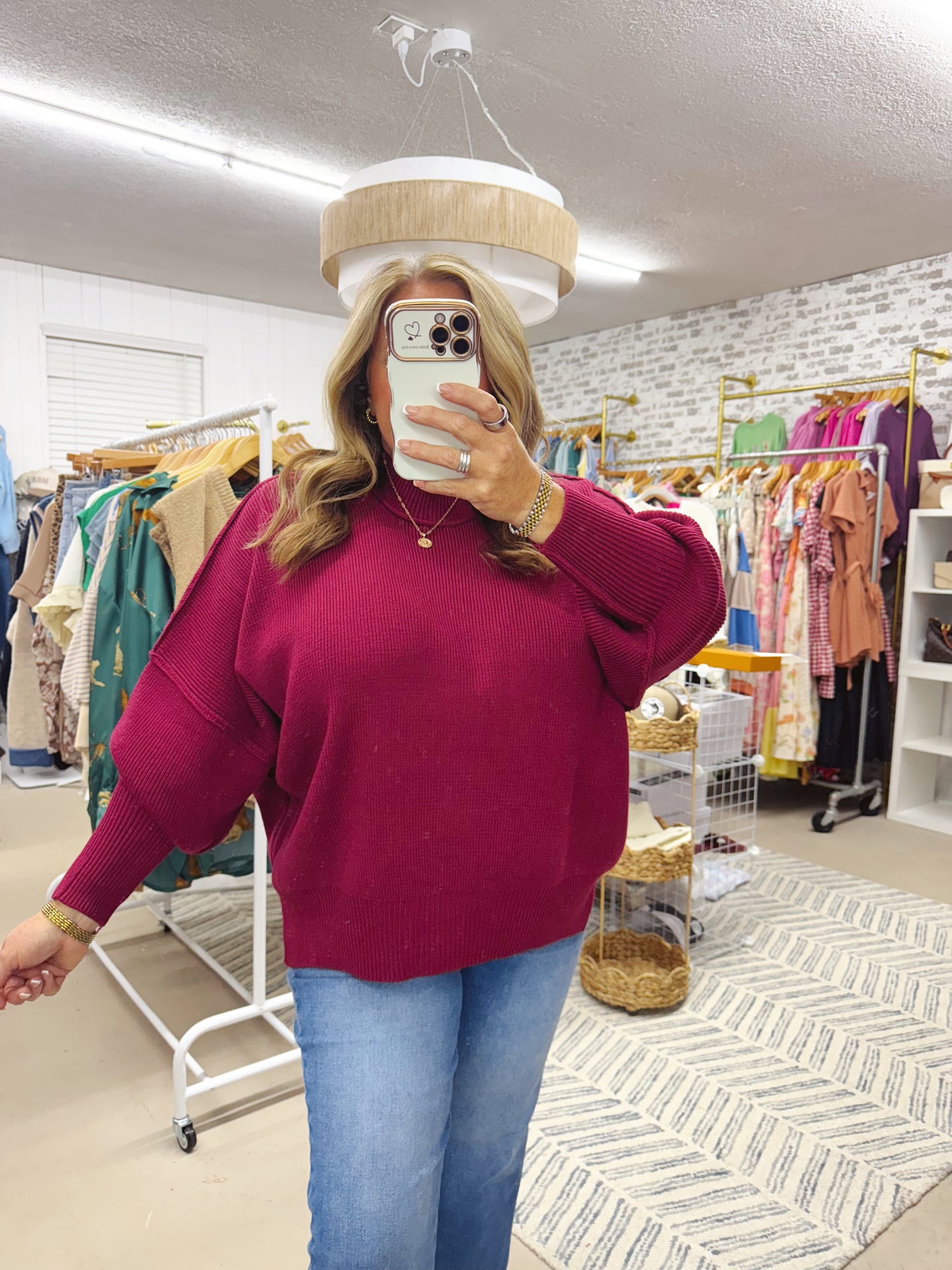 The Alice | Wine Side Slit Sweater