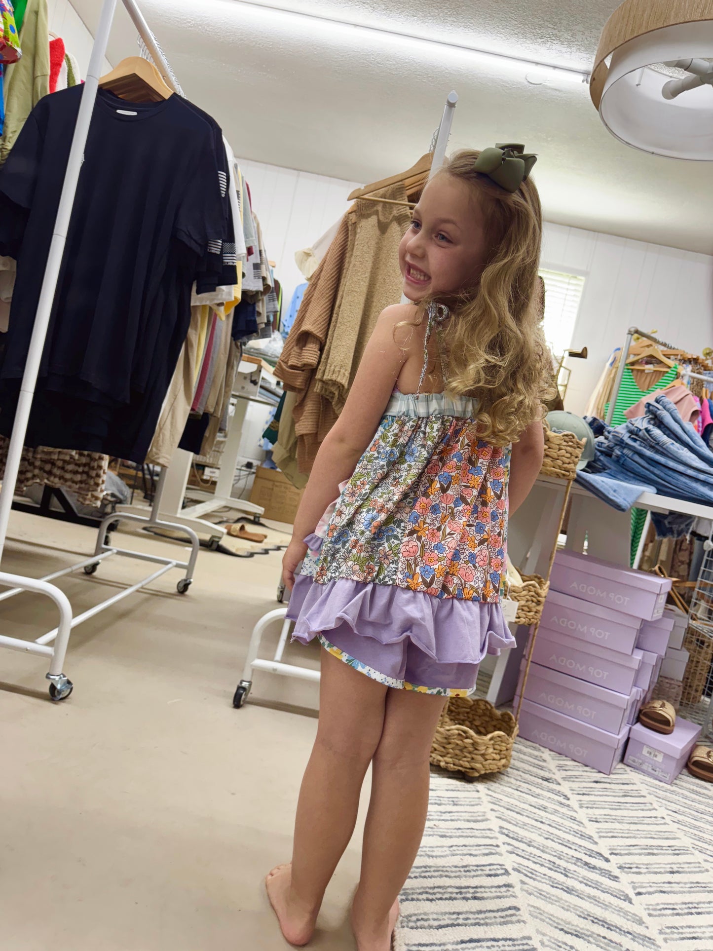 The Eleanor | Purple Floral Shorts Set