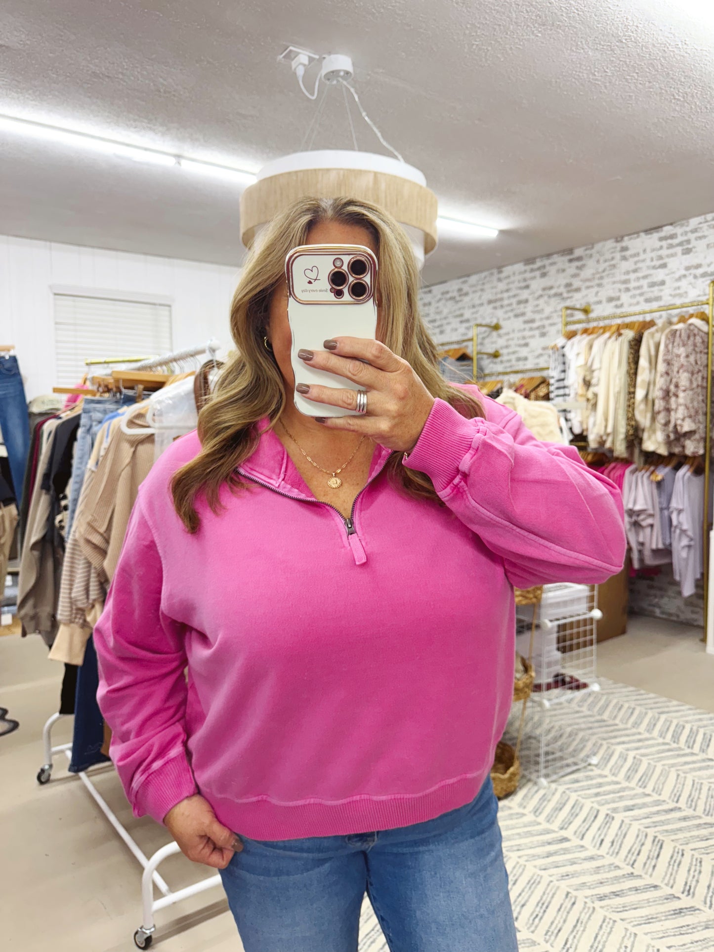 The French Terry Half Zip | Pink