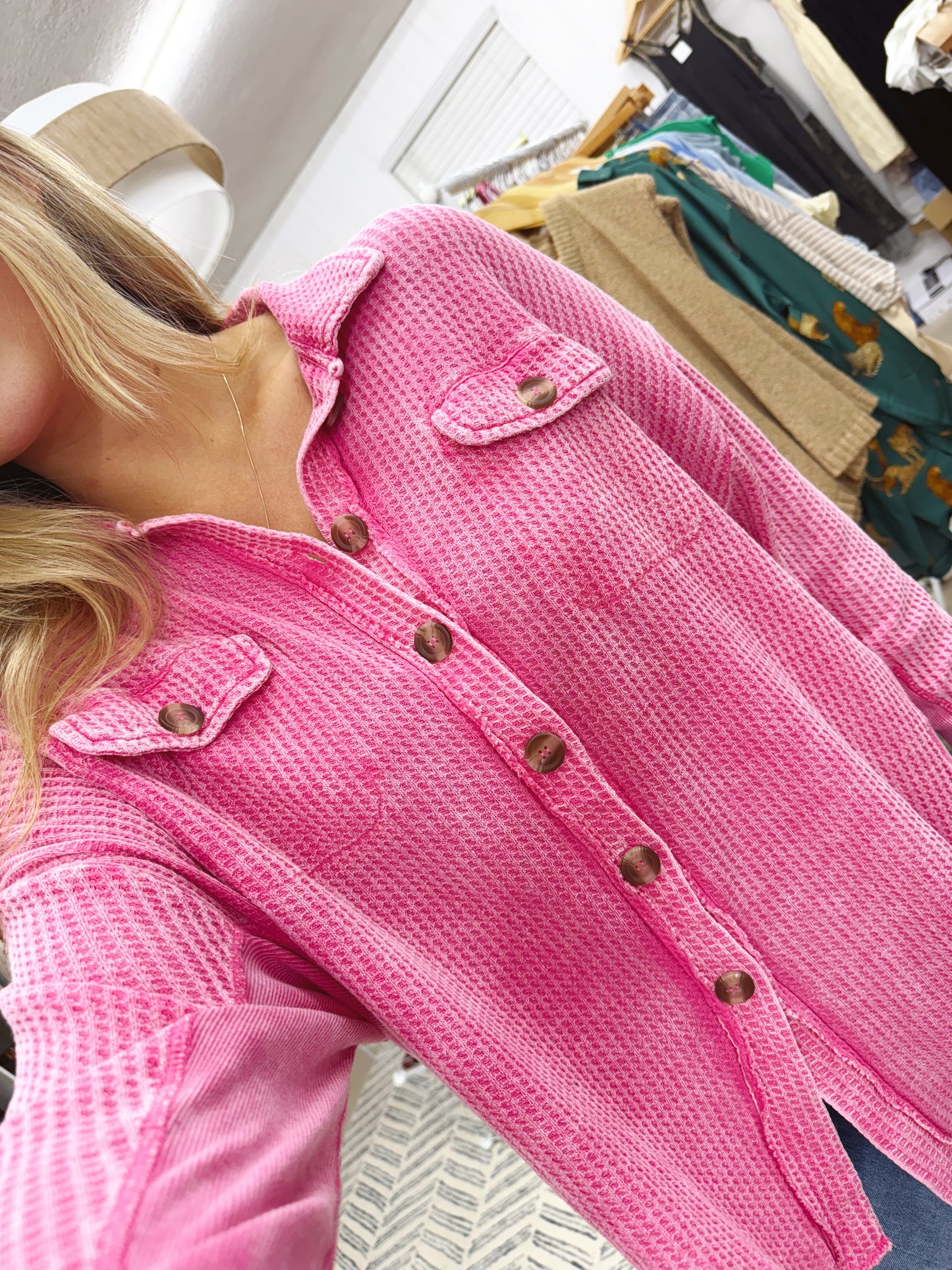 The Christie | Hot Pink Button Up