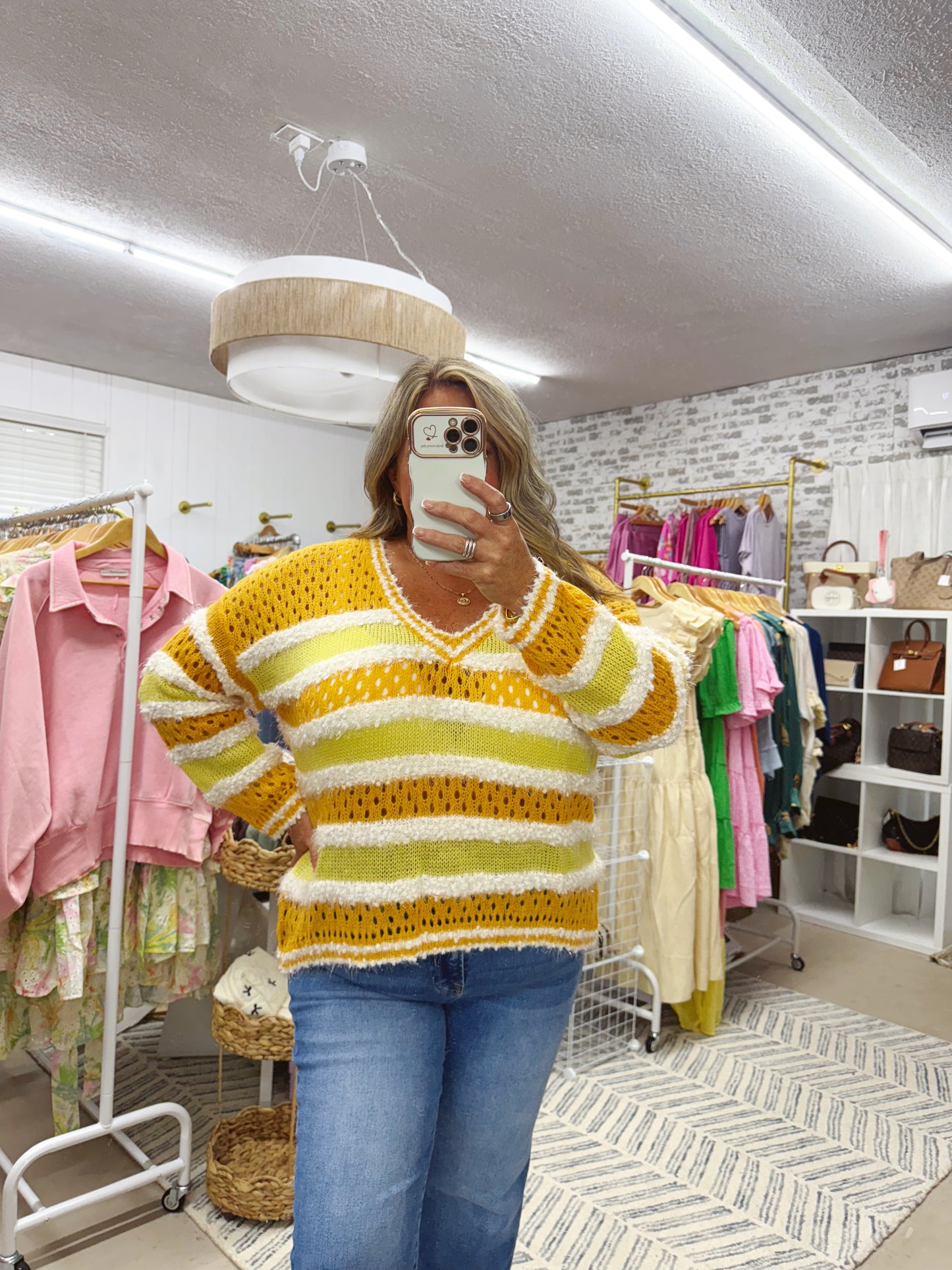 The Ivy | Yellow Multi Textured Sweater