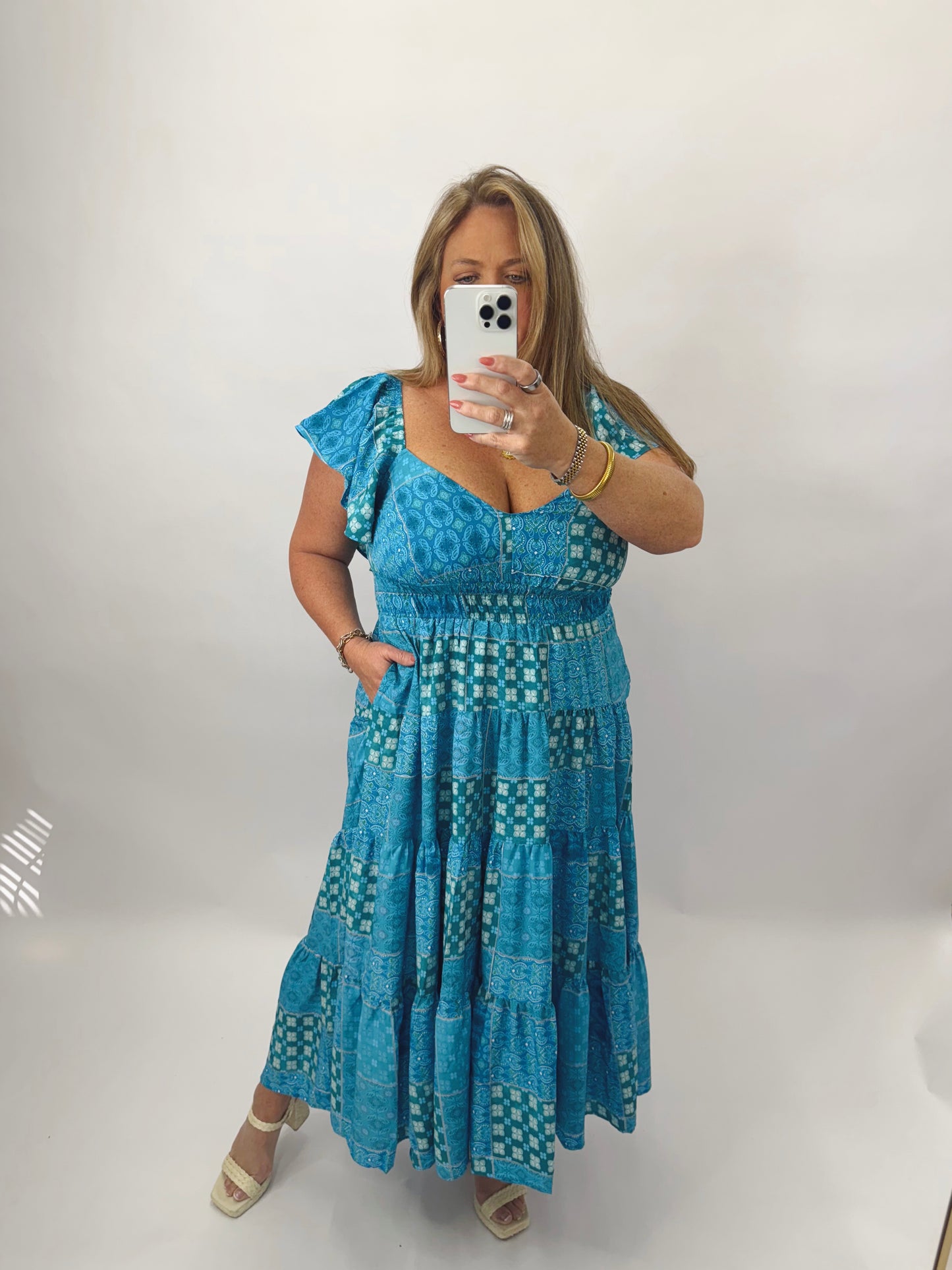 The Jeannie | Blue Patchwork Dress