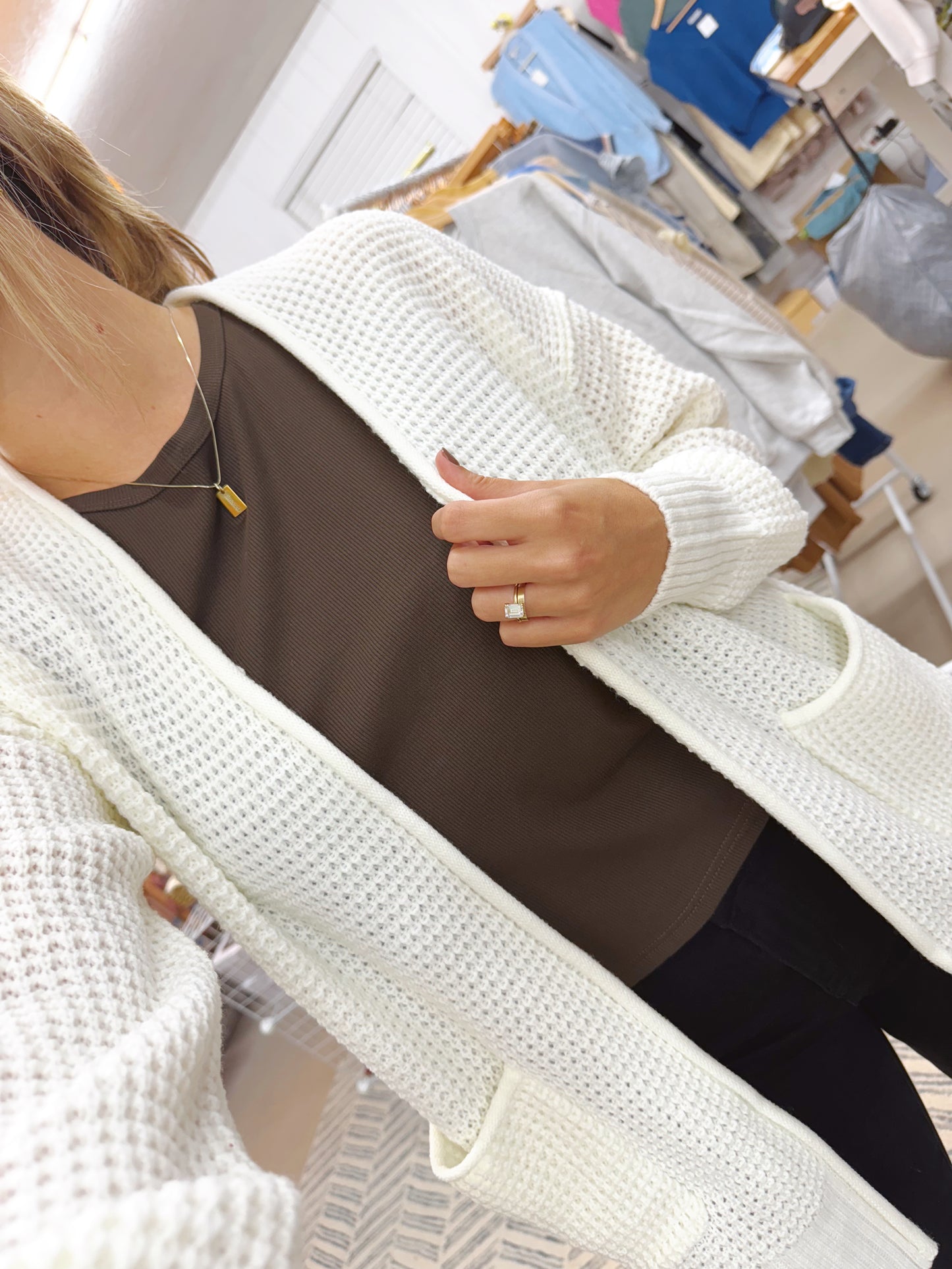 The Heidi | Ivory Waffle Cardigan