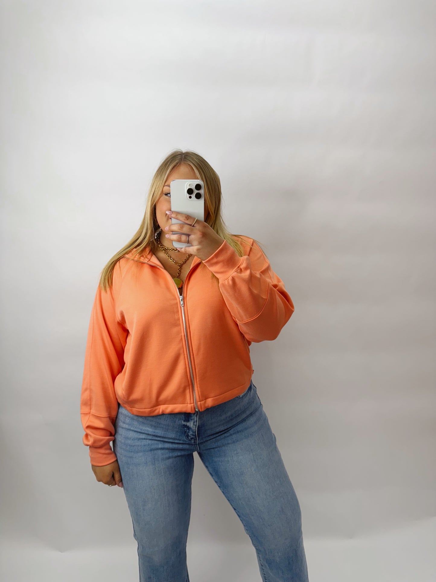 The Jenna | Coral Zip Up Jacket