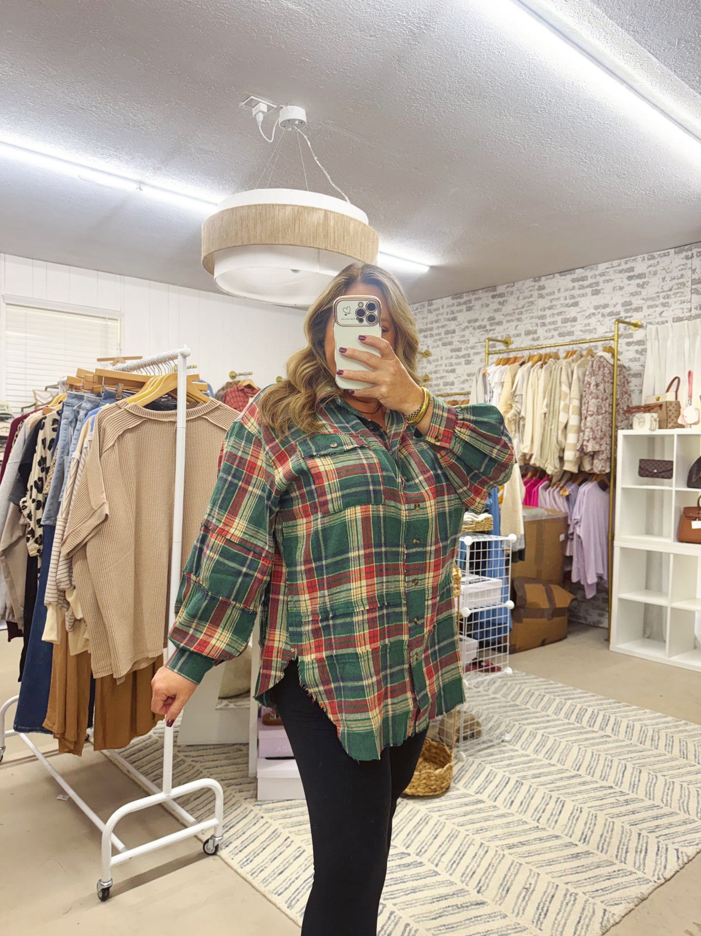The Jenna | Oversized Green Plaid Flannel