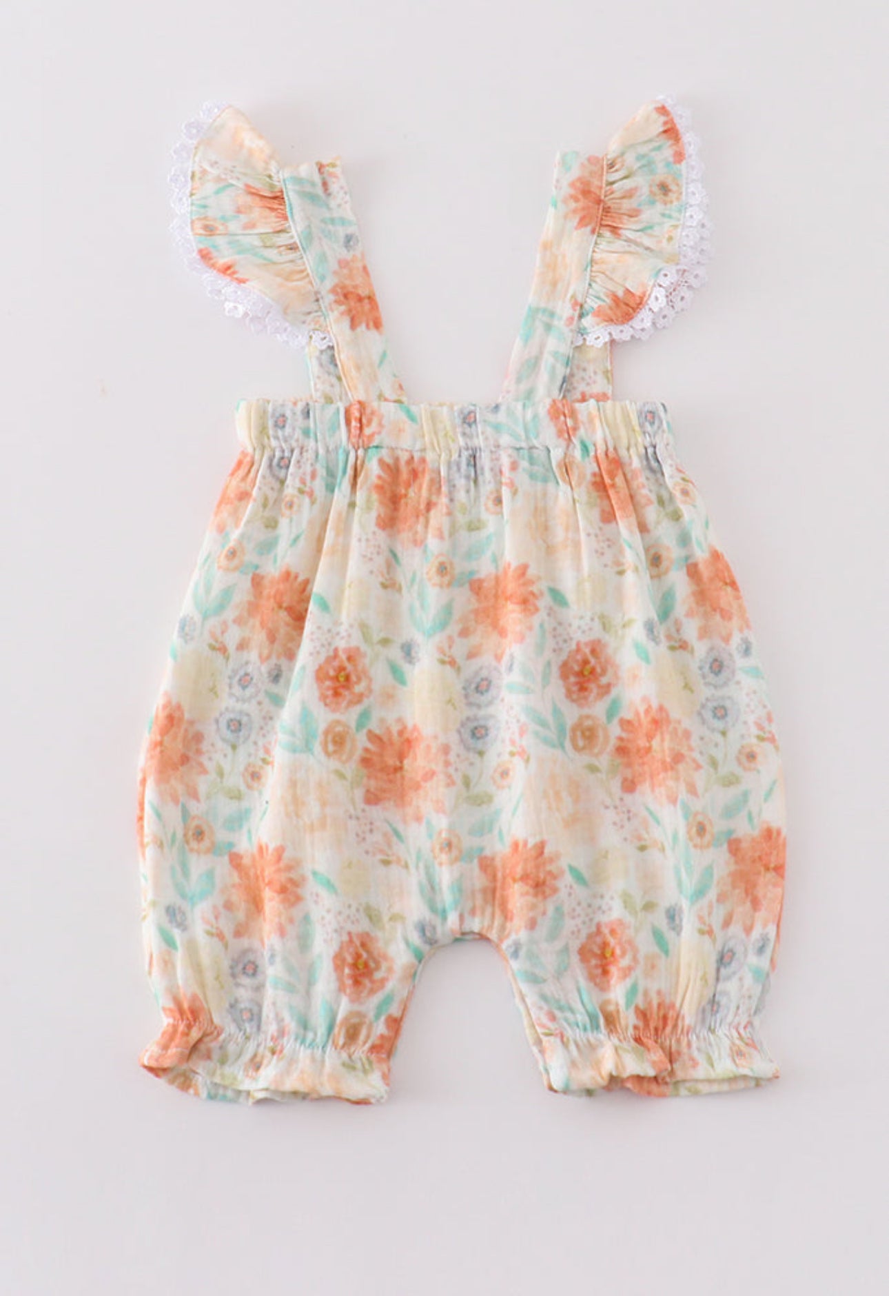 The Piper | Orange Floral Muslin Romper