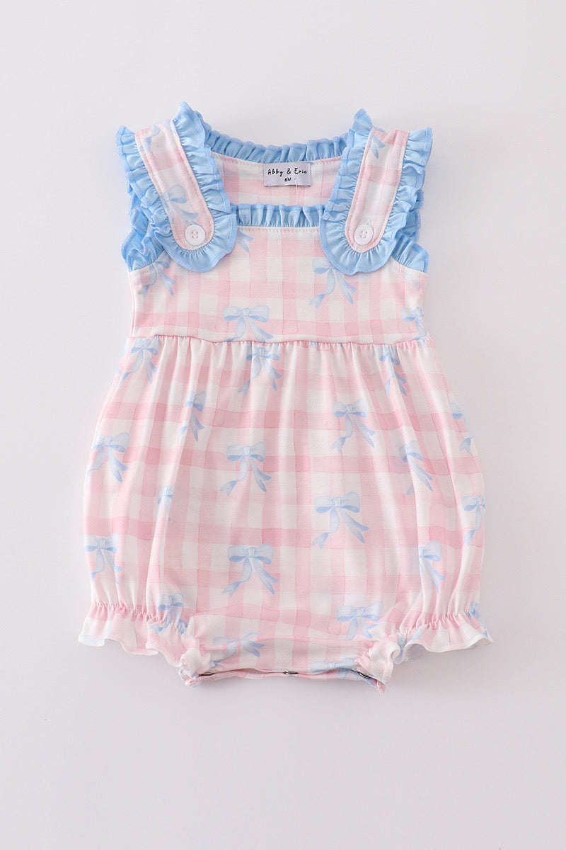 The Gracie | Pink Plaid Bow Bubble