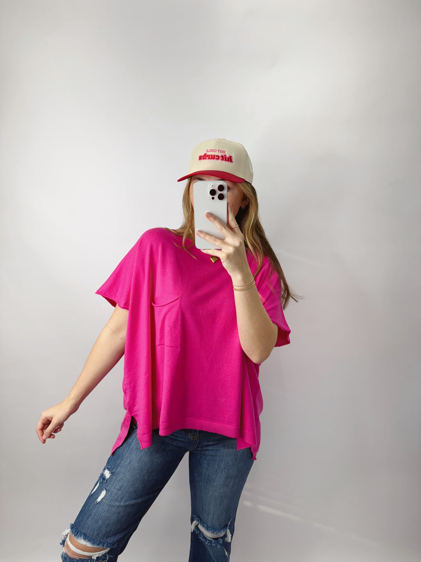 The Bailey | Pink Oversized Wide Neck Top