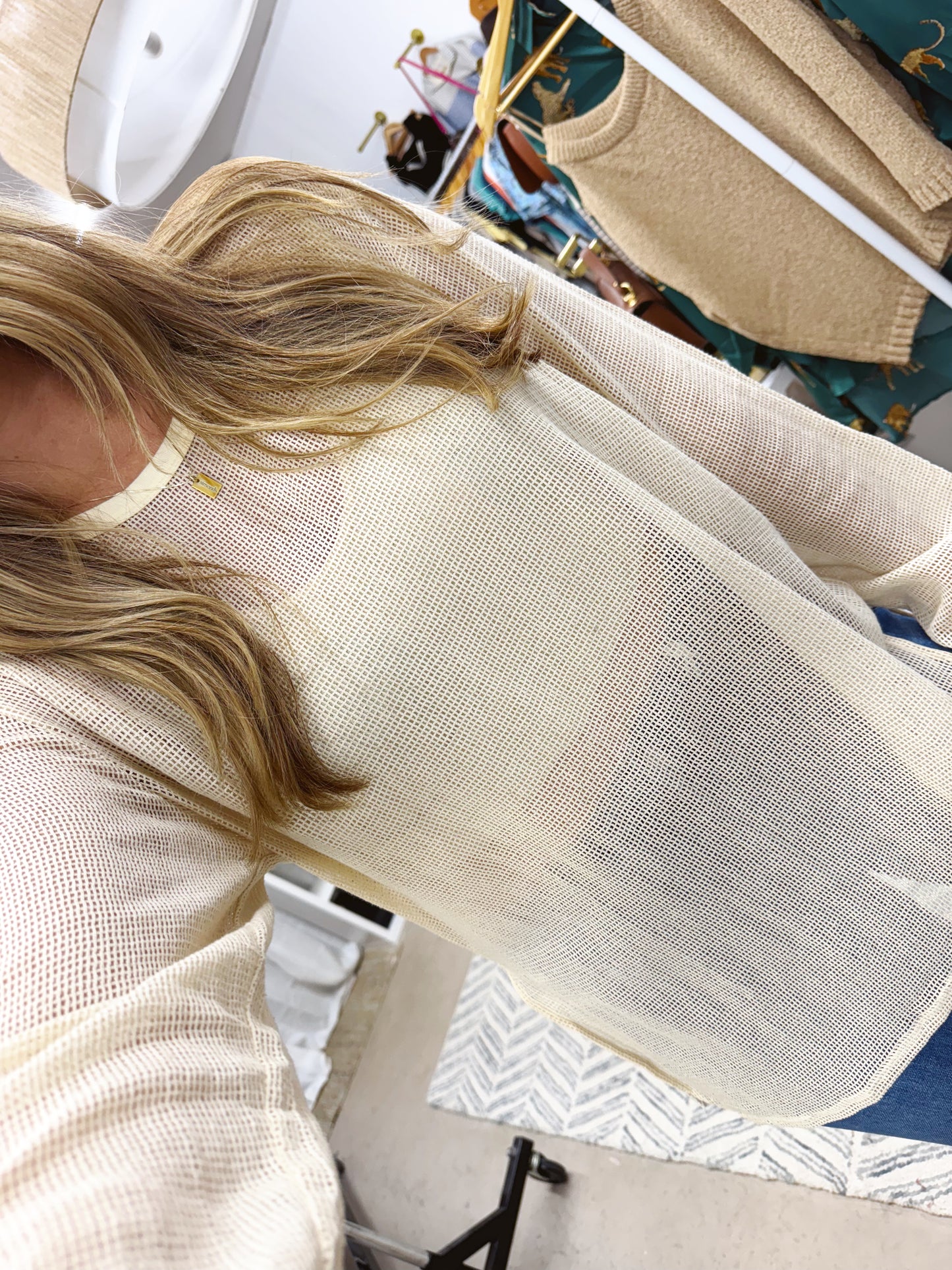 The Miranda | Cream Mesh Top