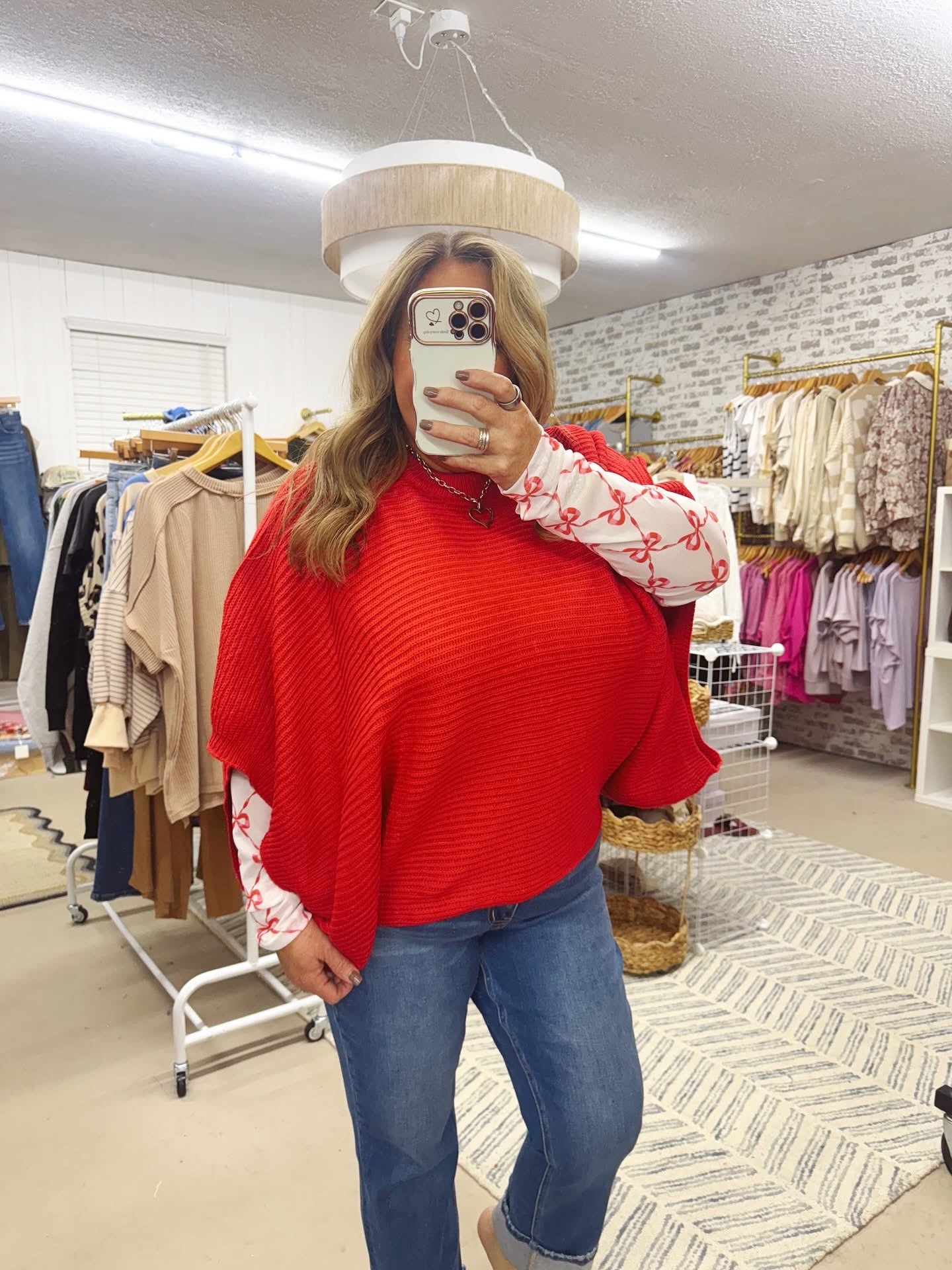 The Ruby | Oversized Red Poncho Sweater
