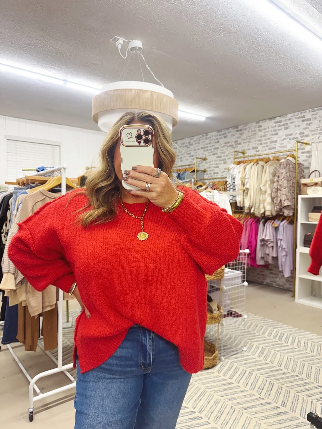 The Whitney | Oversized Red Sweater
