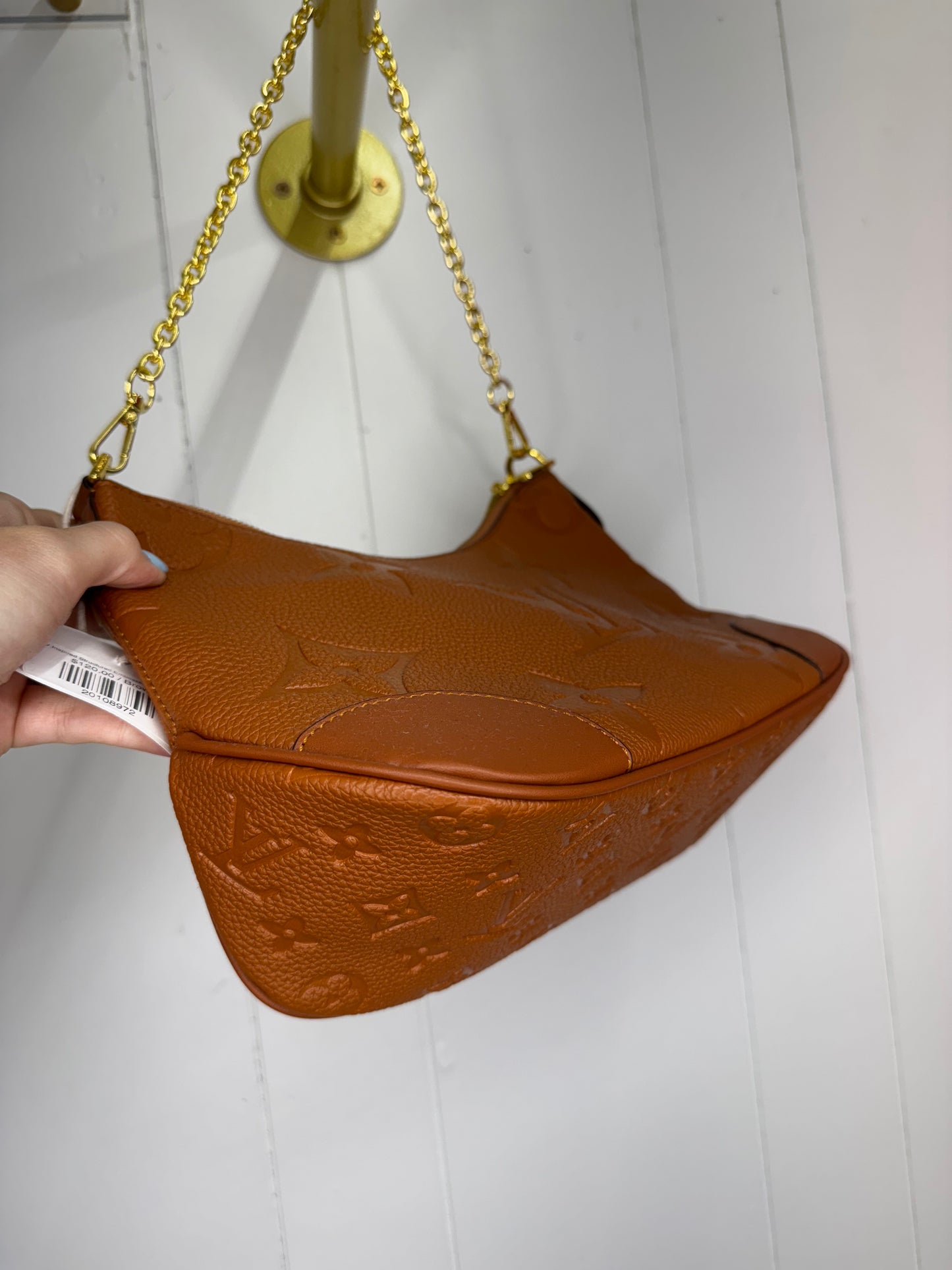 L/V Inspired Structured Embossed Shoulder Bag