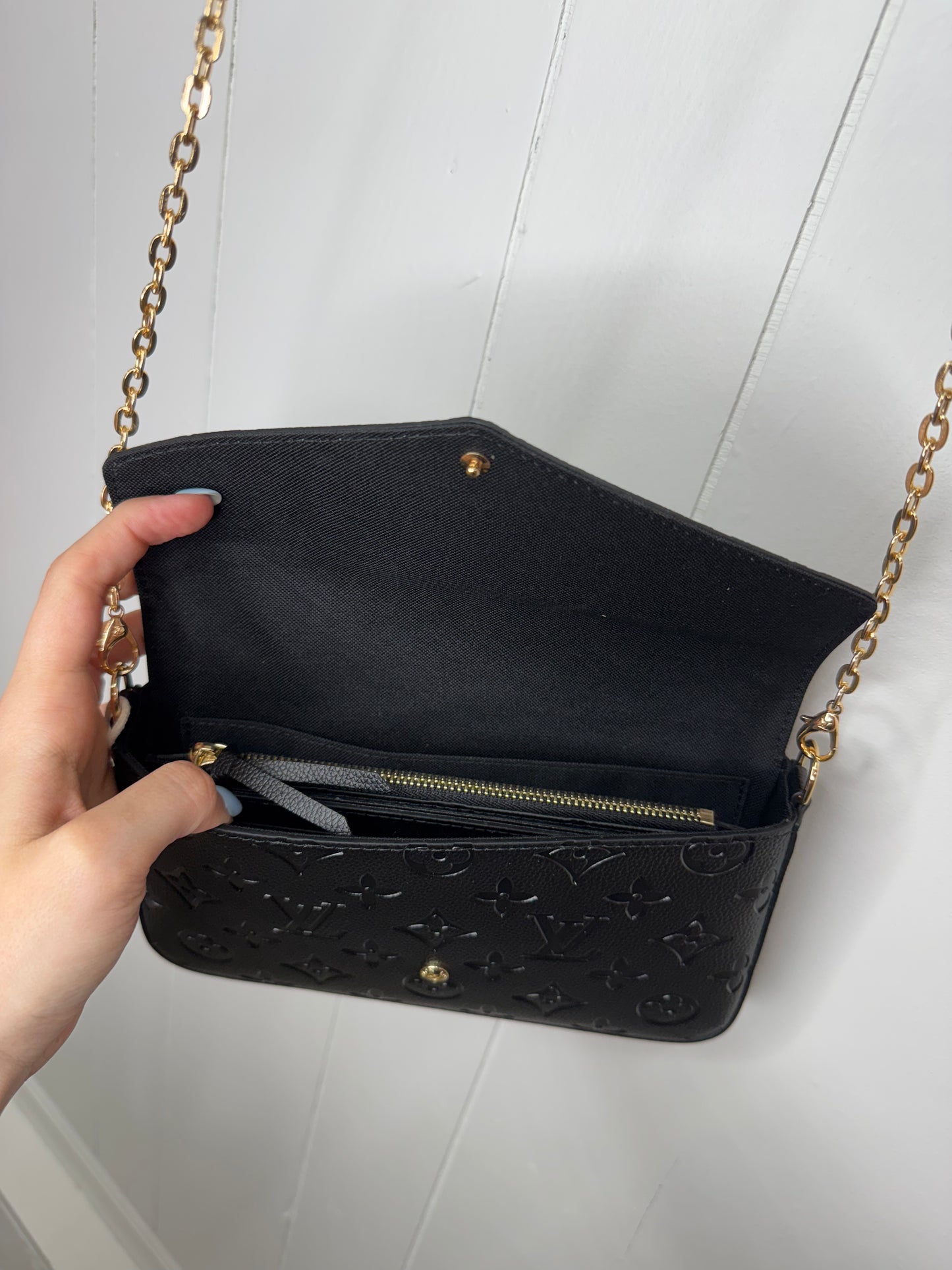 L/V Inspired Small Black Embossed
