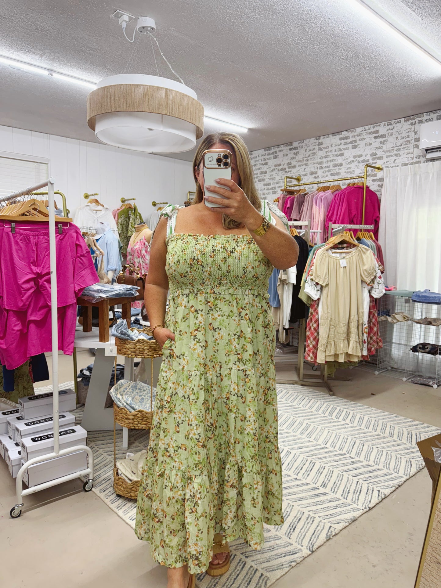 The Heather | Green Floral Dress