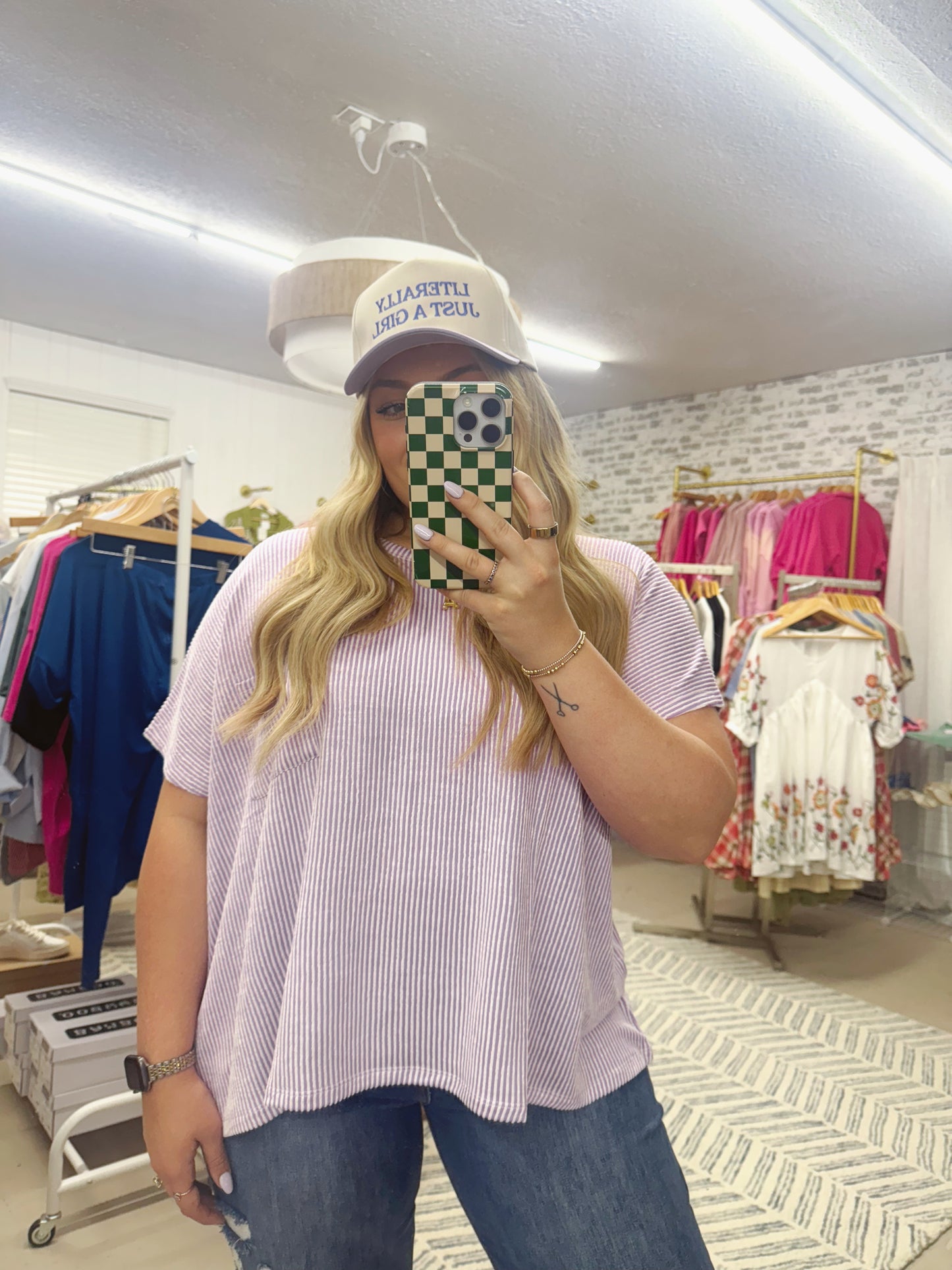 The Posie | Lavender Ribbed Pocket Tee