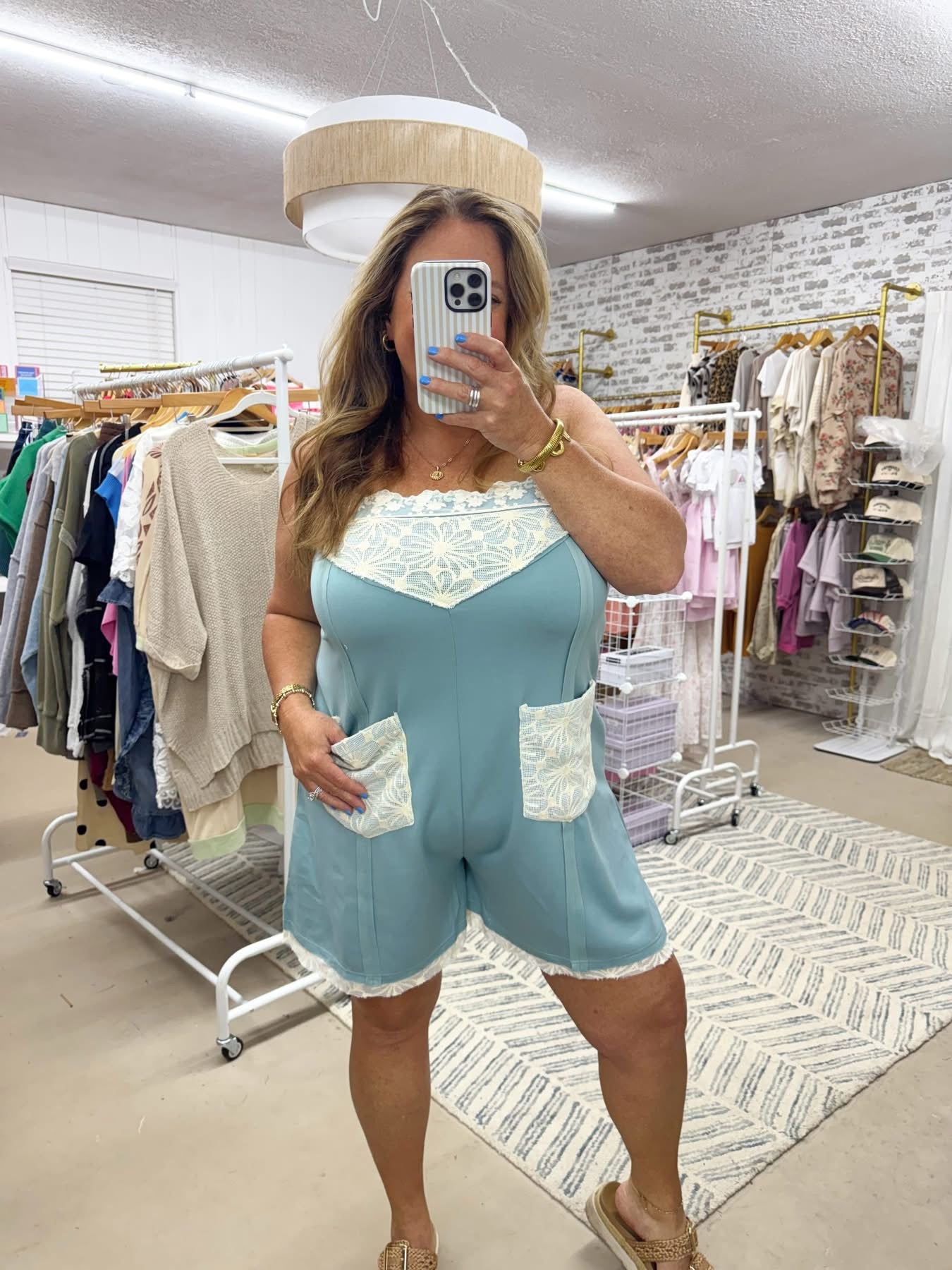 The Seaside Lace Pocket Romper