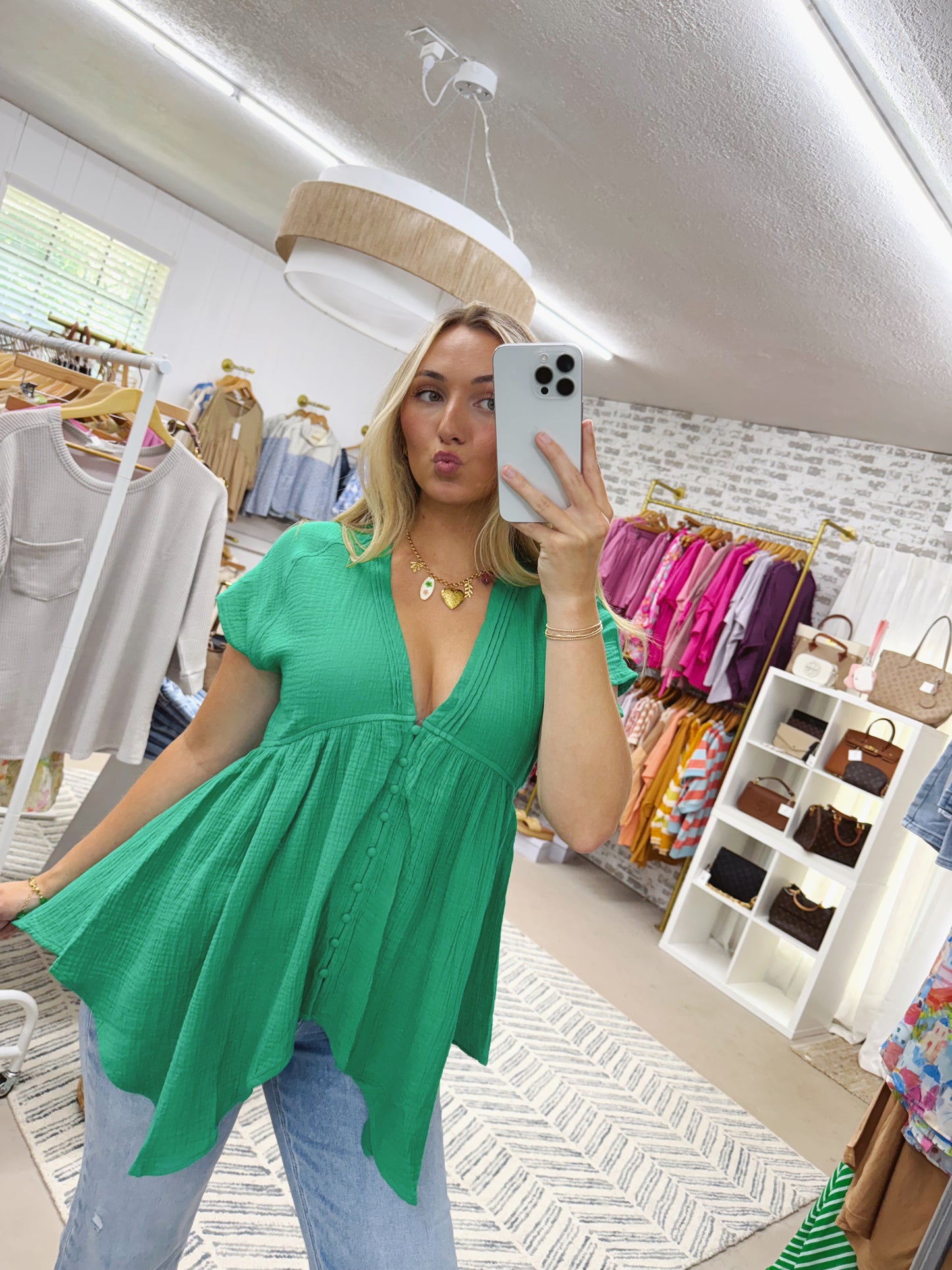 The Hazel | Green V Neck