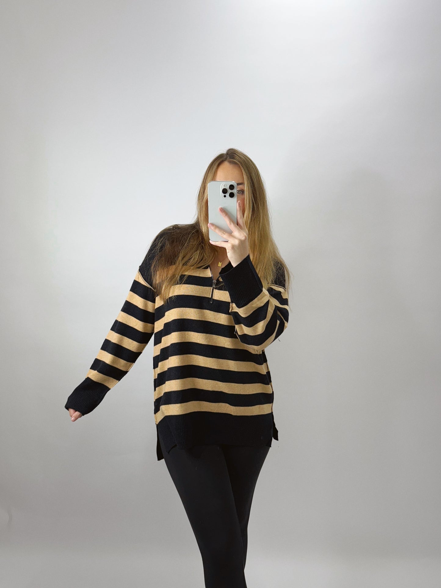 The Claire | Black and Khaki Sweater