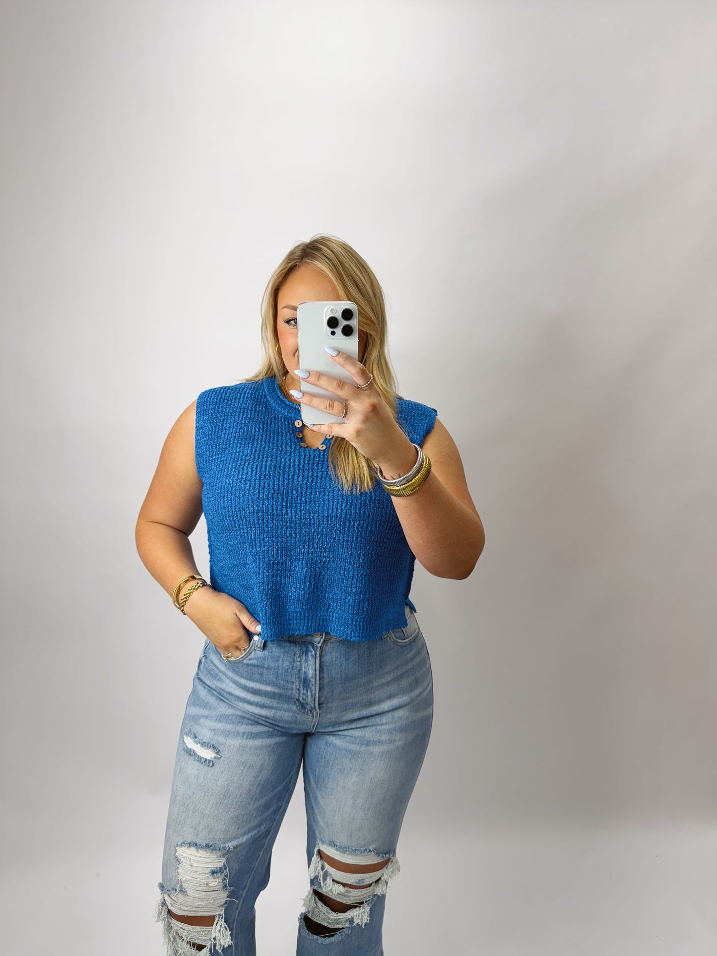 The Cherissa | Blue Knit Tank
