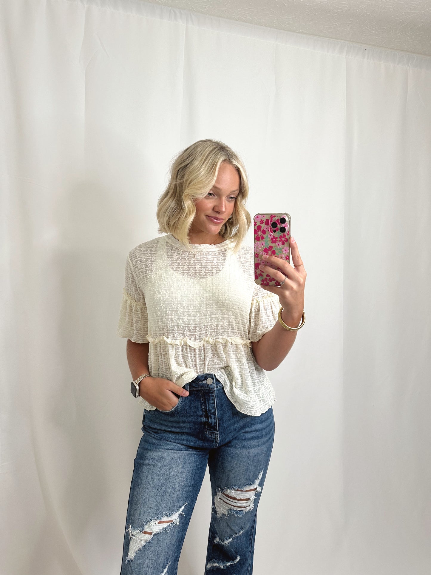 Distressed Crop Jean | Dark Wash