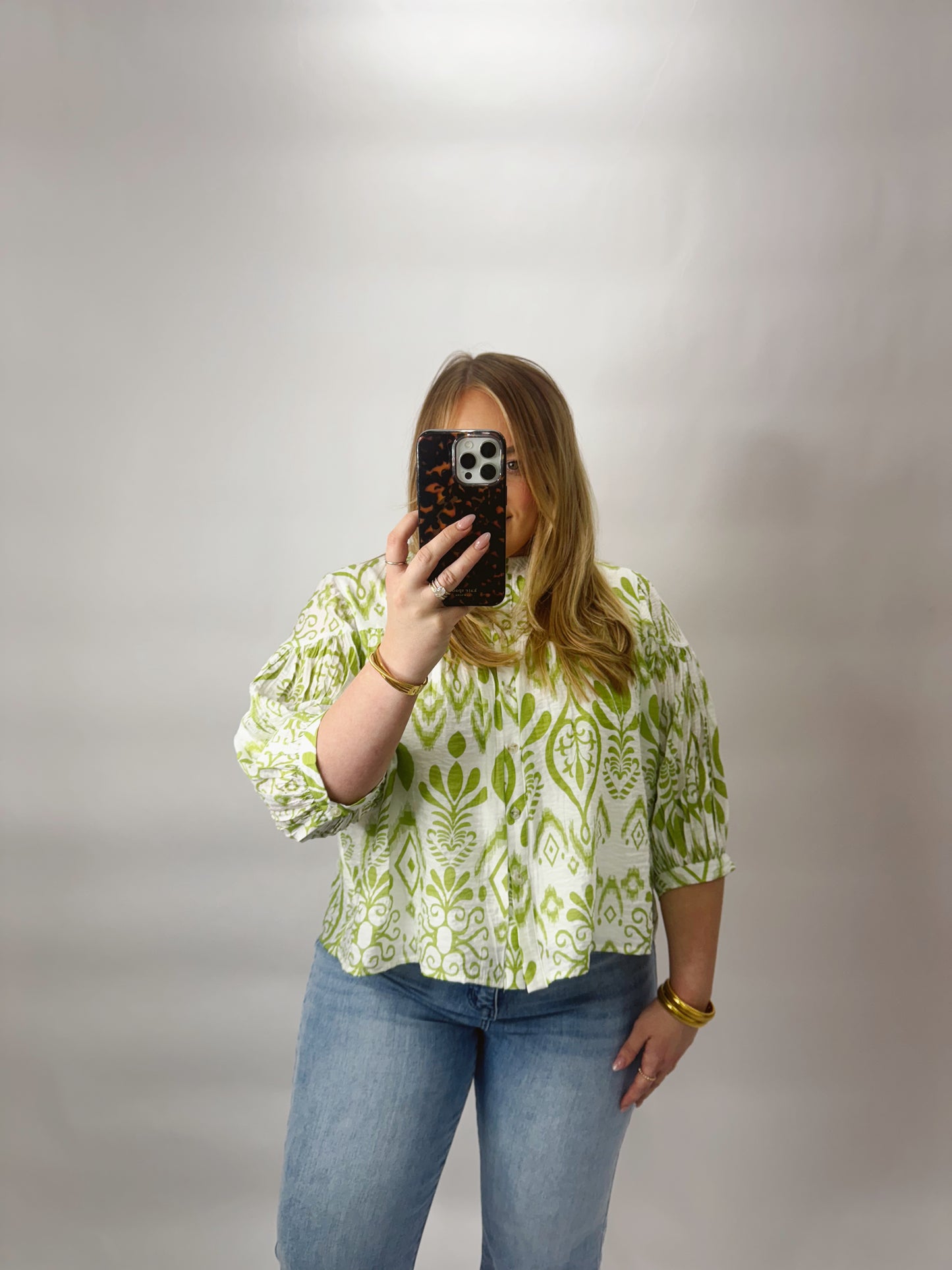 The Ann | Green Printed Blouse