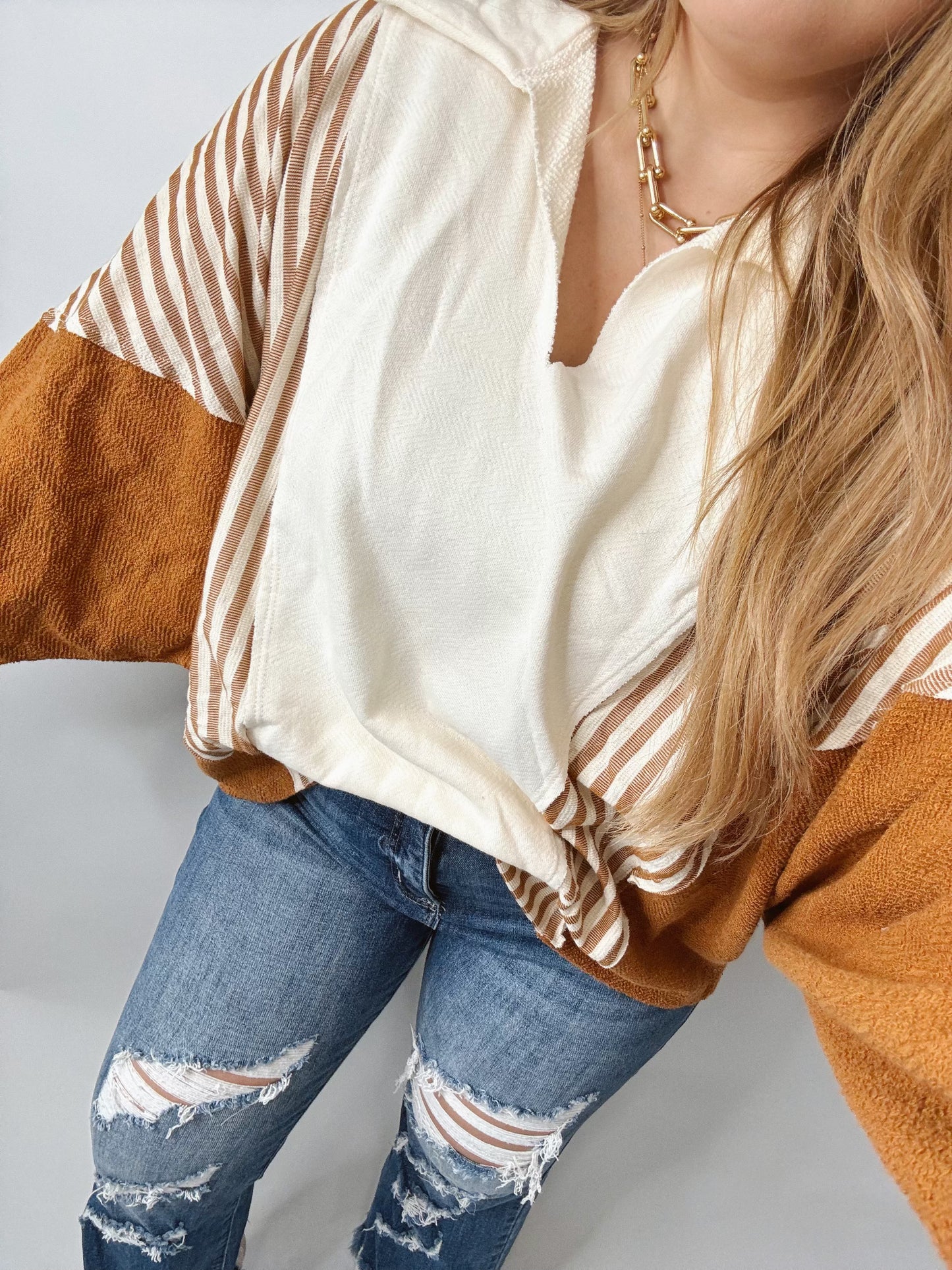 The Carmen | Oversized V Neck Top