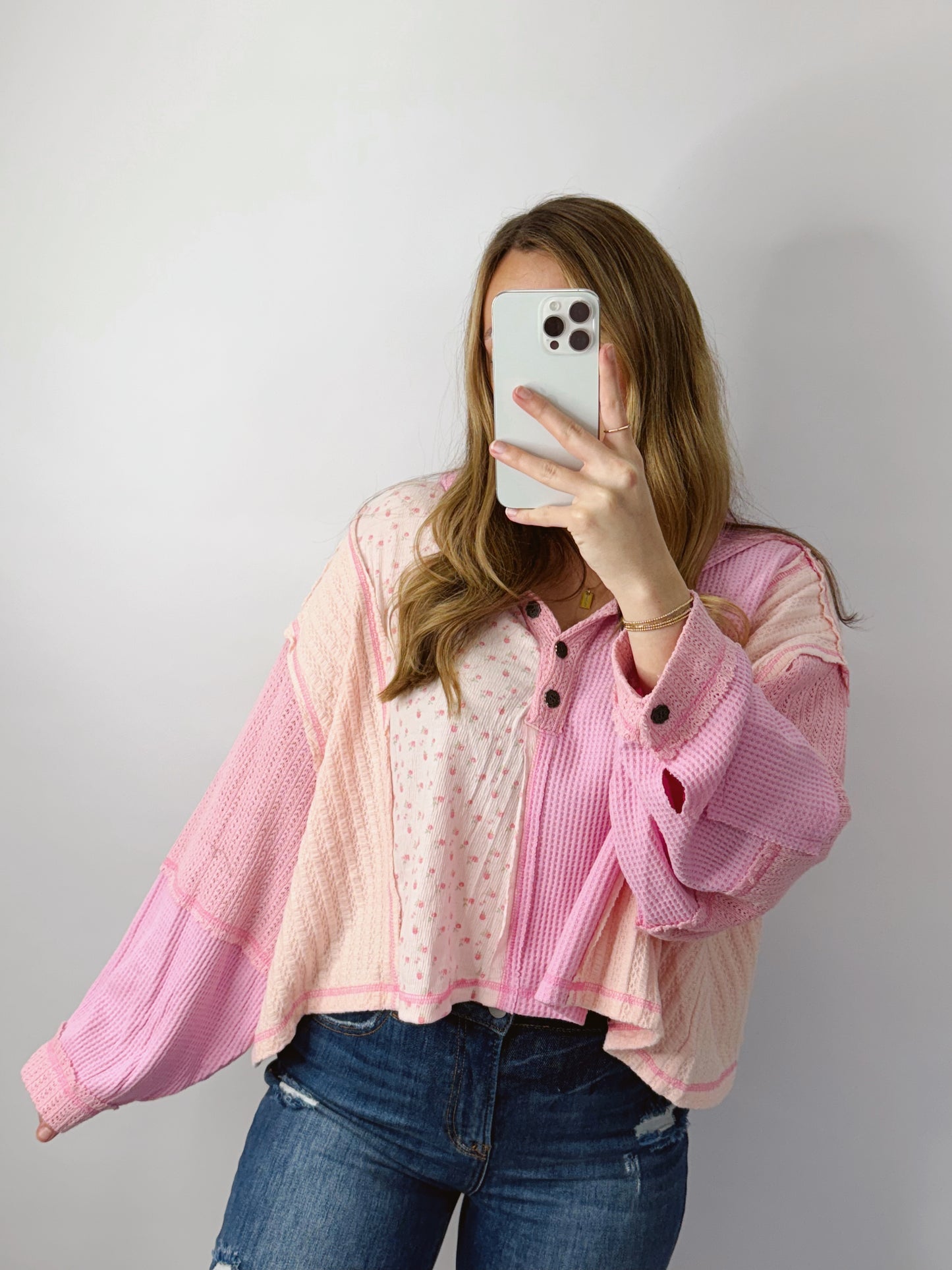The Madeline | Pink Patchwork Top