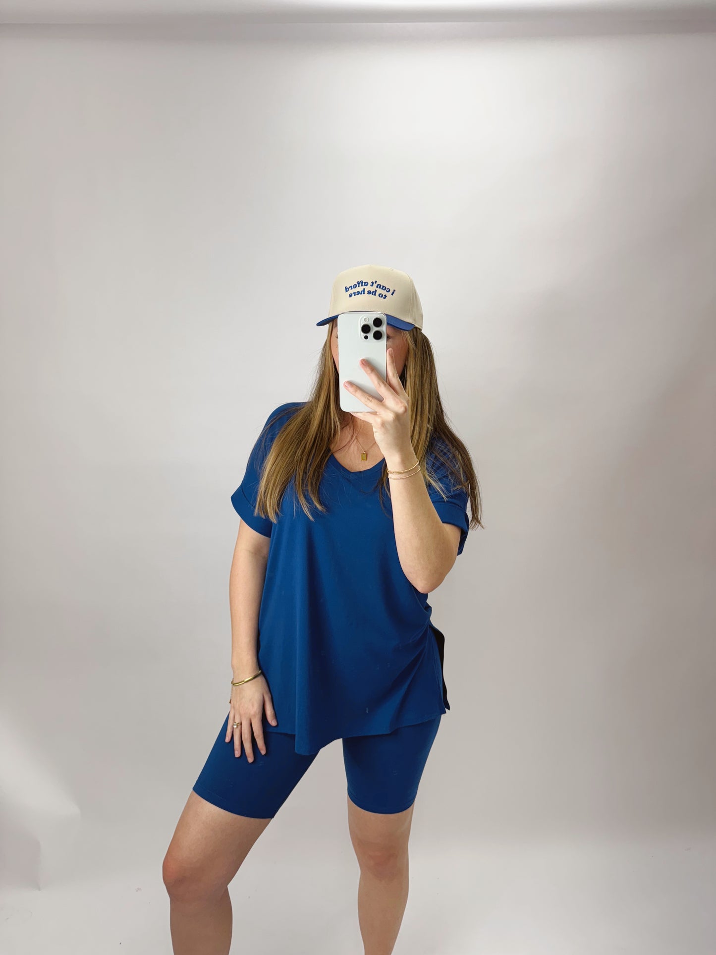 The Payton | Blue Biker Shorts Set