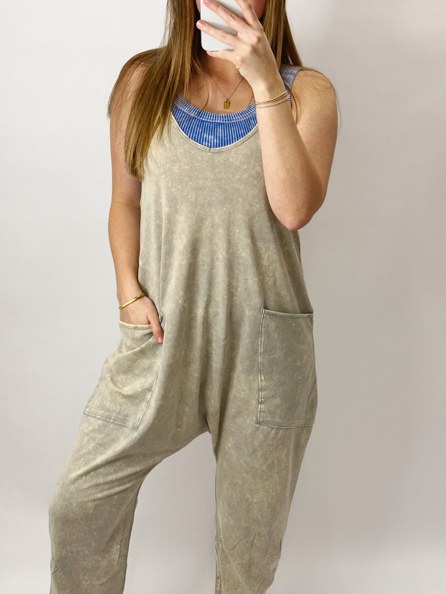 The Rhonda | Stone Wash Oversized Jumpsuit