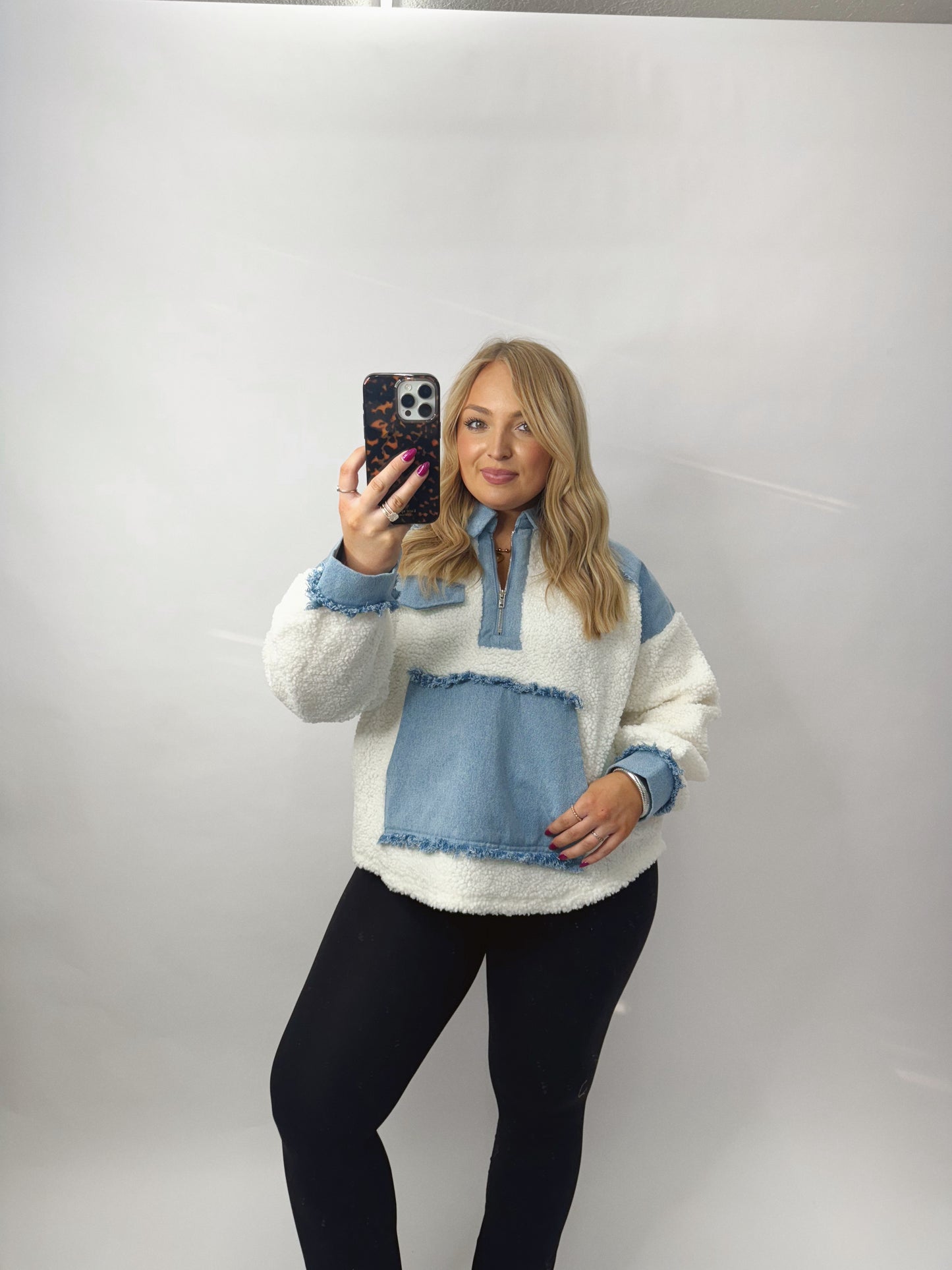 The Lori | Teddy Denim Pullover