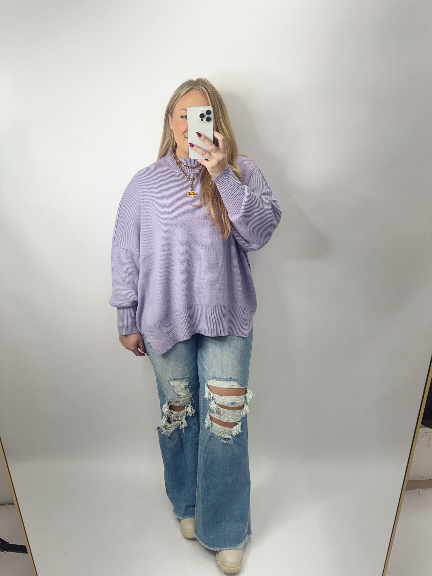The Alice | Lavender Side Slit Sweater