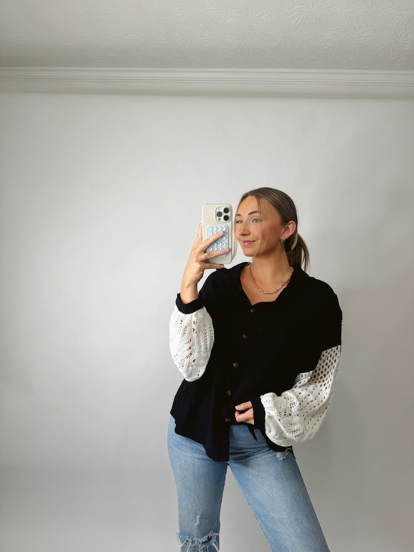 The Charlotte | Crochet Button Up