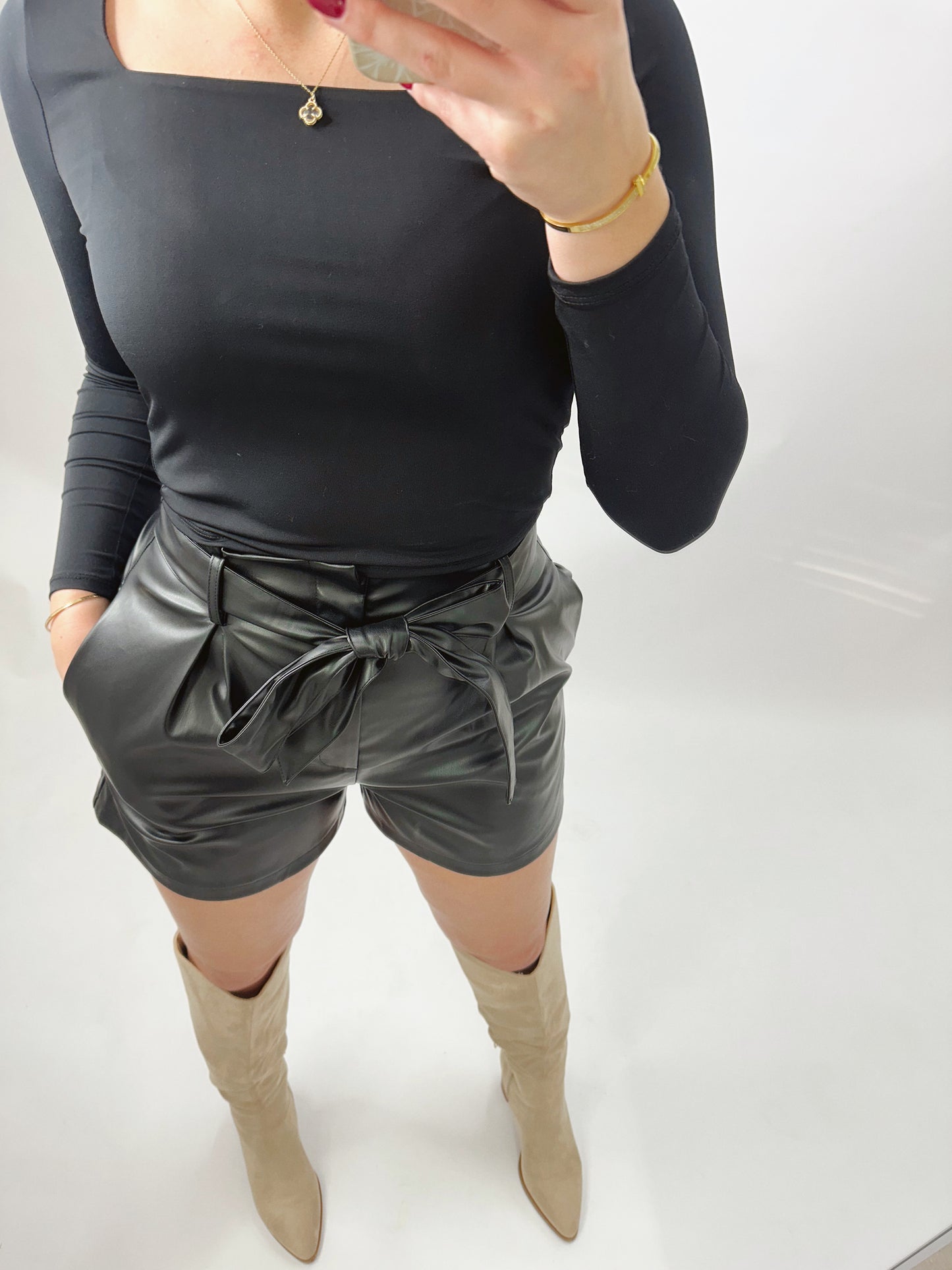 Black Leather Shorts