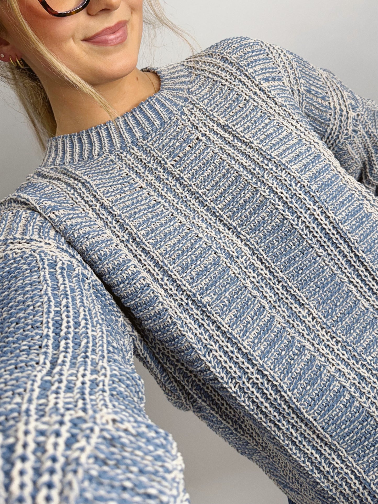 The Mikayla | Blue Chunky Knit Sweater