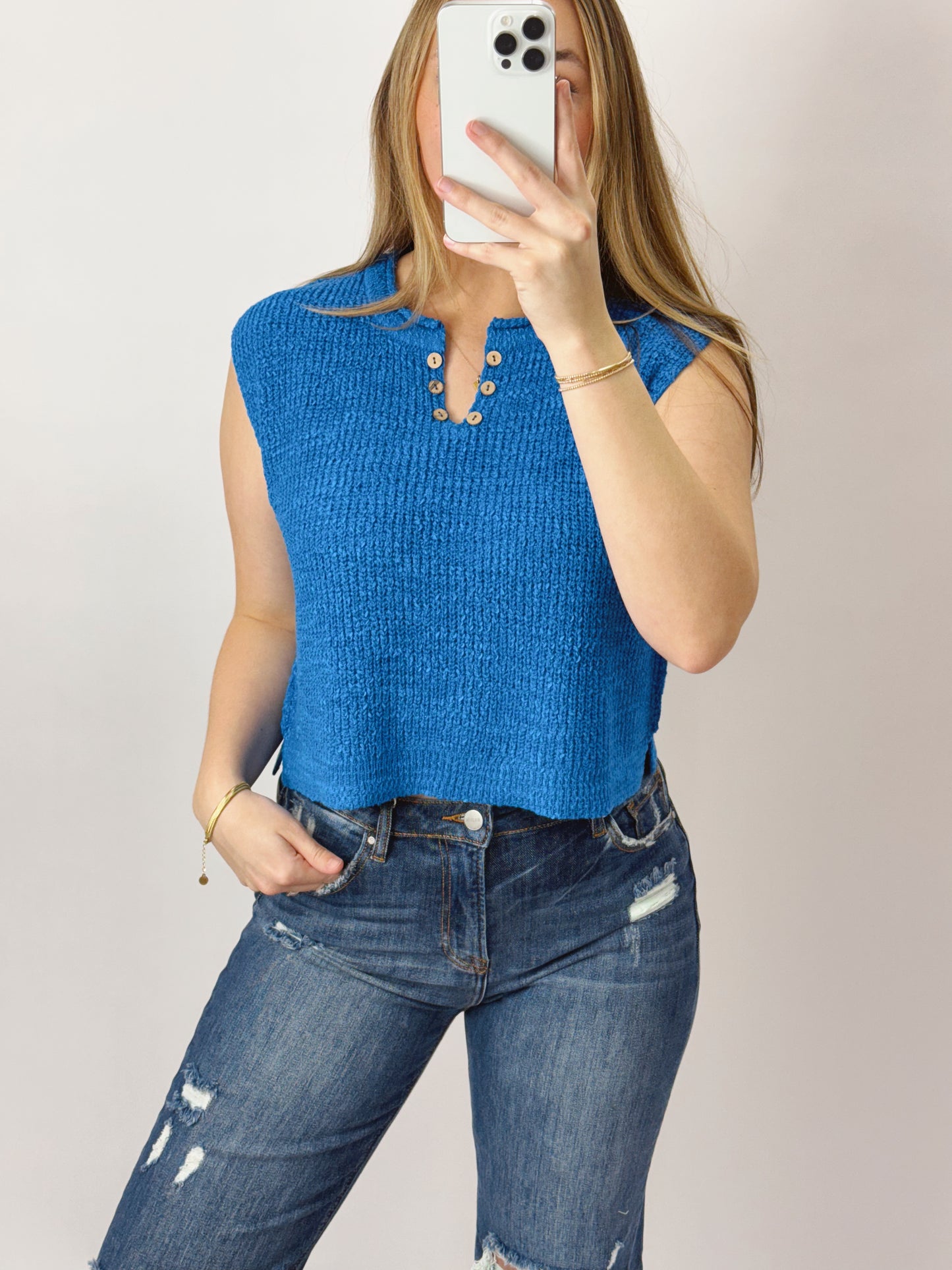 The Cherissa | Blue Knit Tank