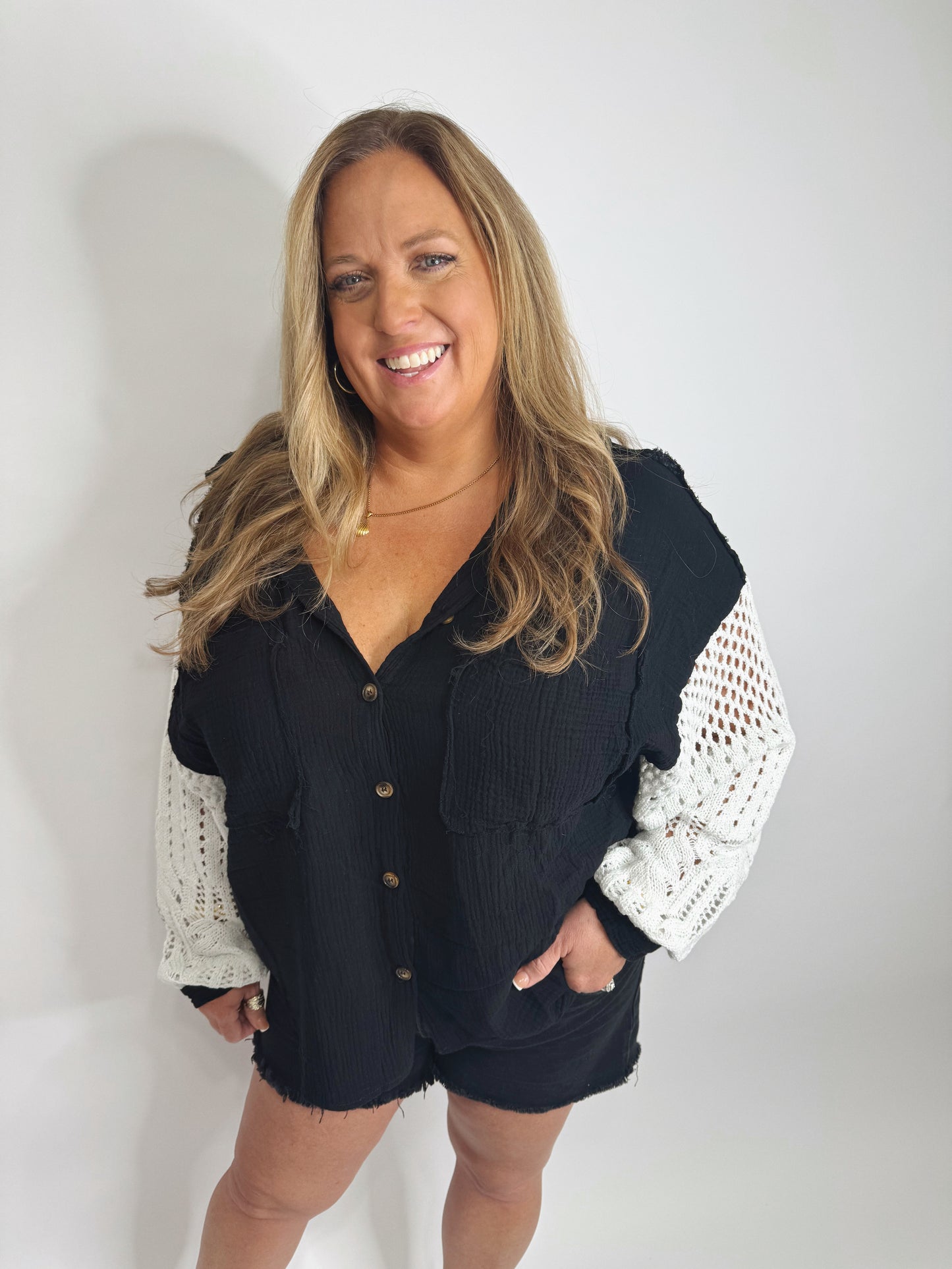 The Charlotte | Crochet Button Up