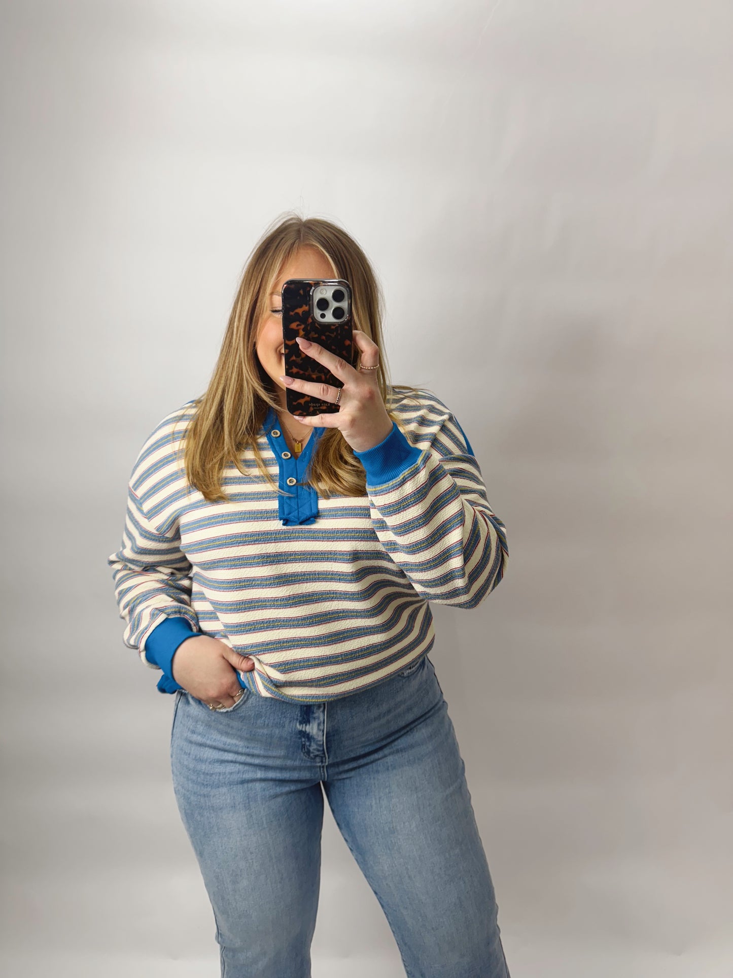 The Alyssa | Blue and White Stripe Top
