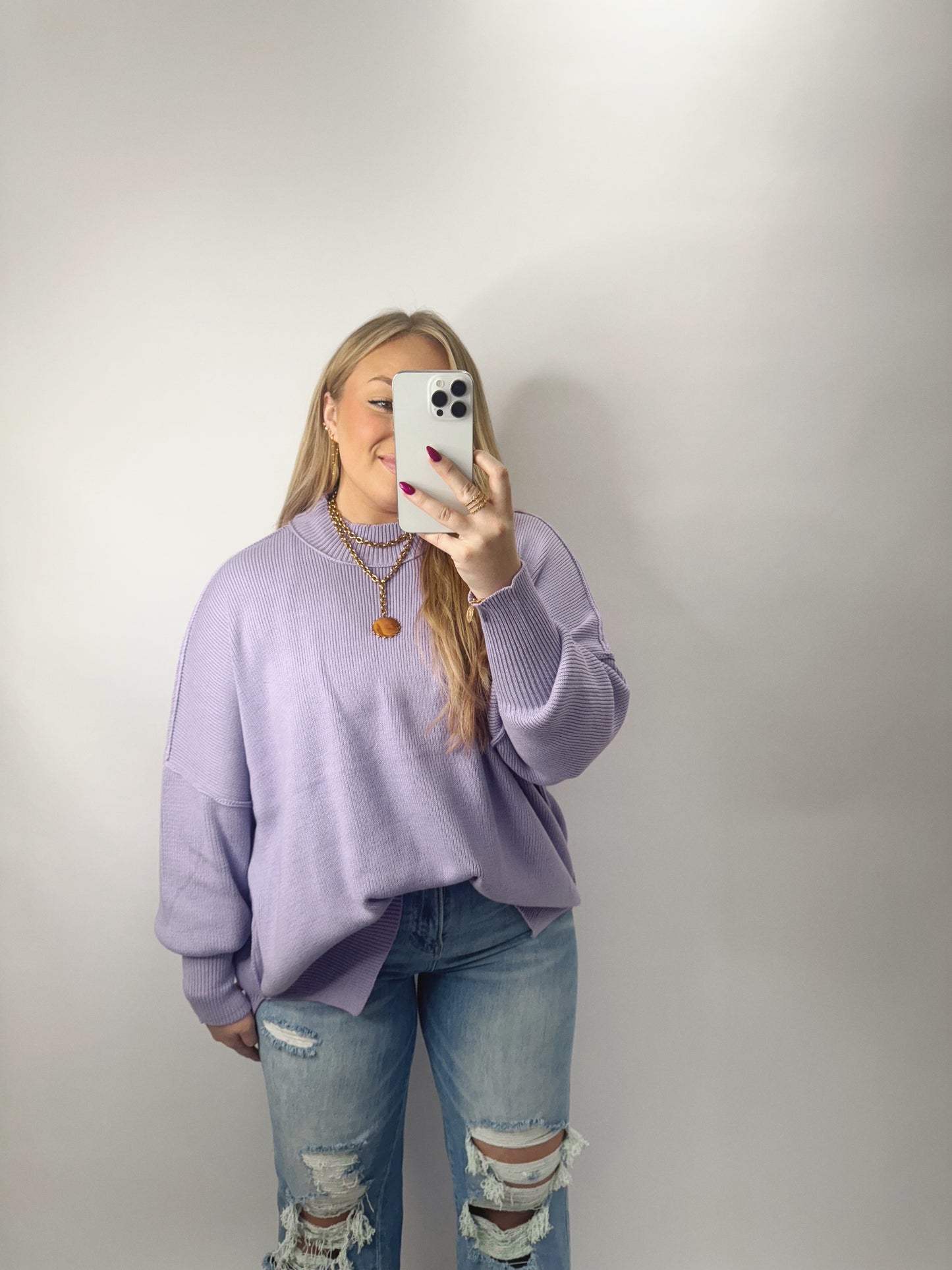 The Alice | Lavender Side Slit Sweater