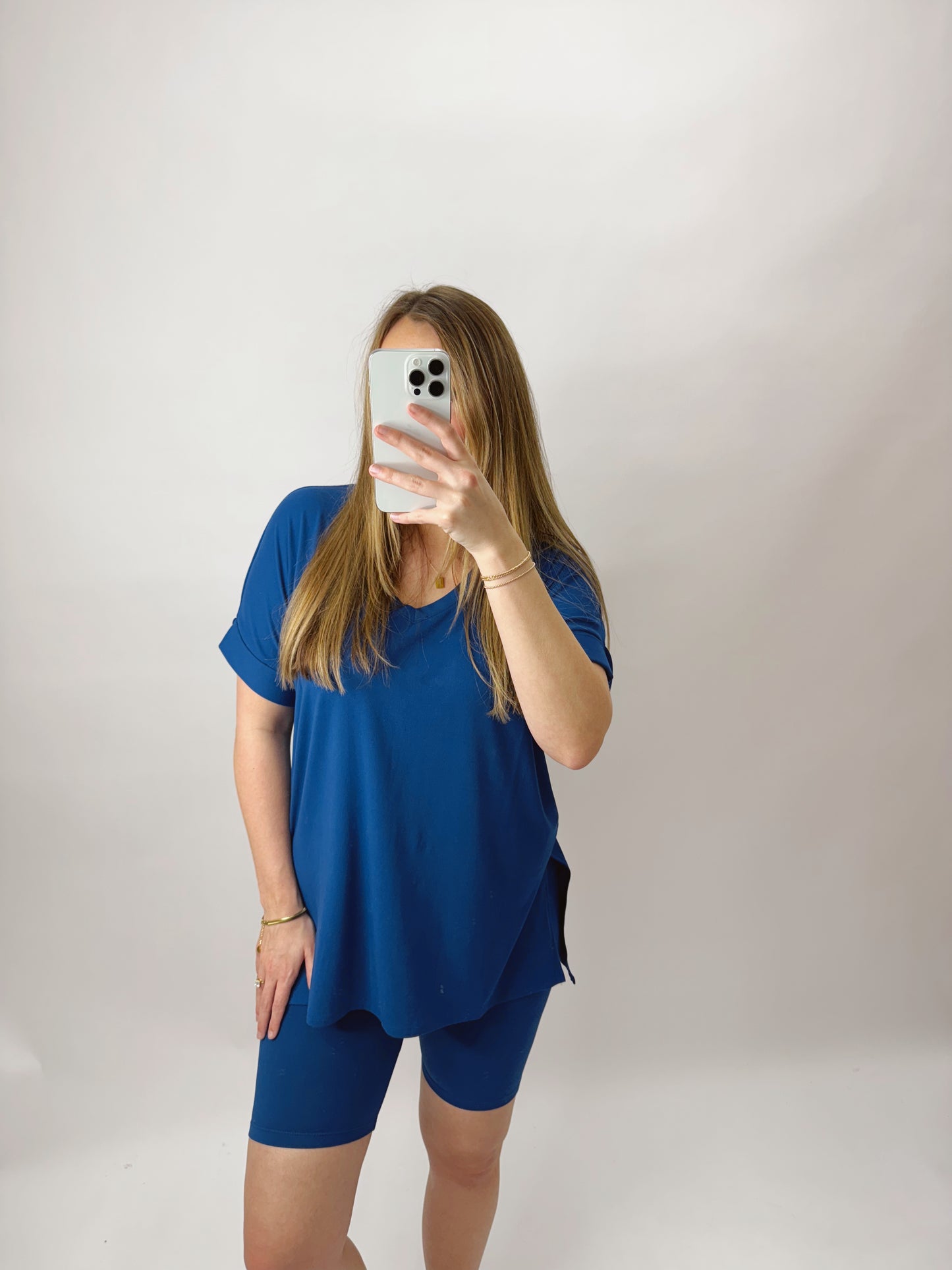 The Payton | Blue Biker Shorts Set