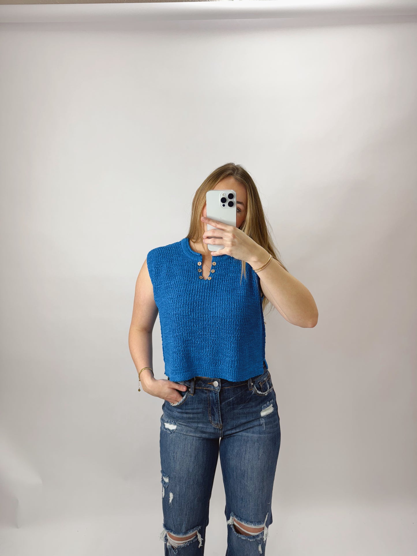 The Cherissa | Blue Knit Tank